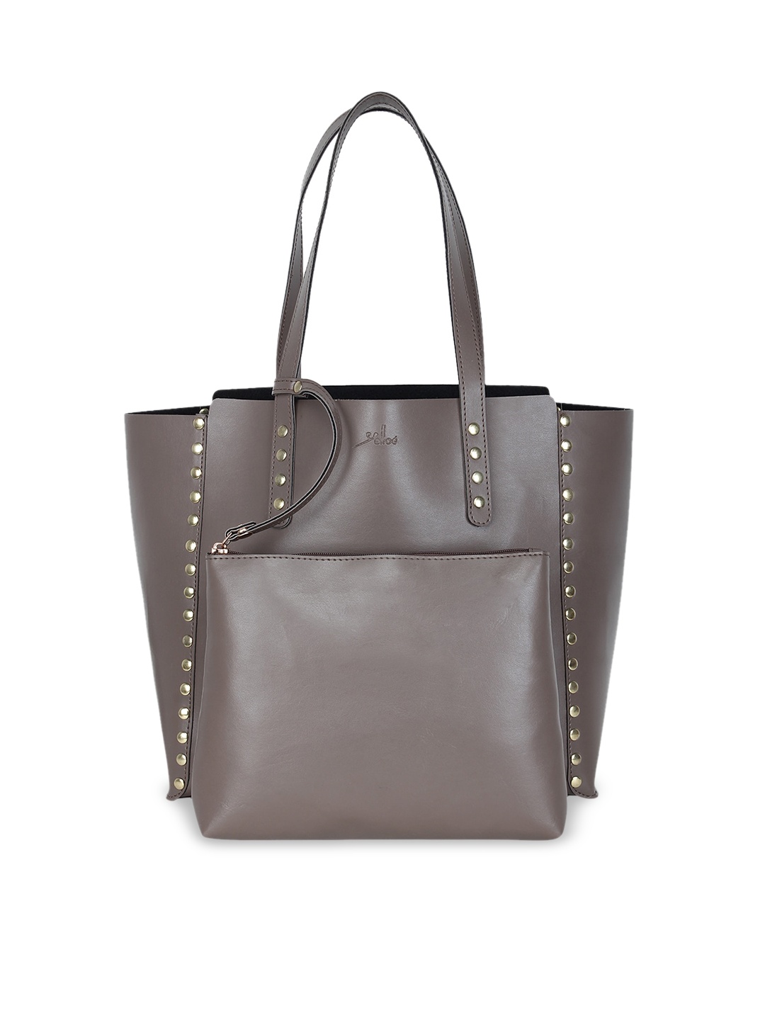

yelloe Brown Embellished Structured Shoulder Bag