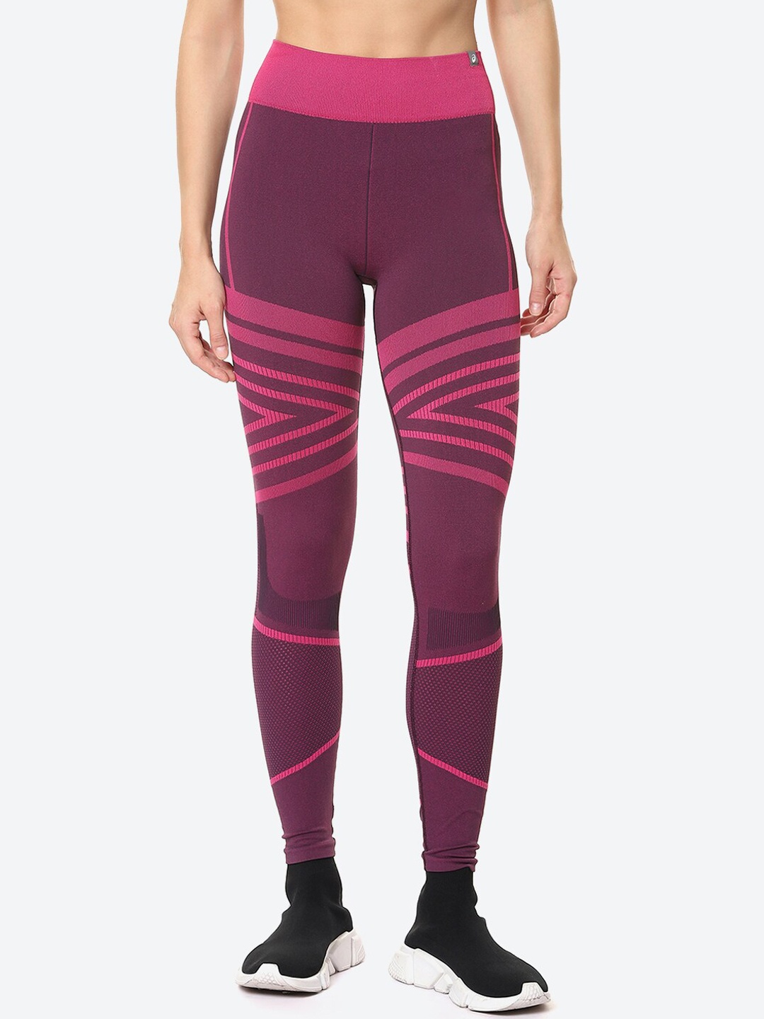 

ASICS Women Purple & Pink Printed WOSEAMLESS Tights