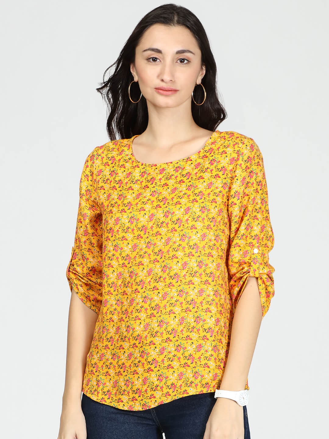 

IDK Yellow Floral Print Top