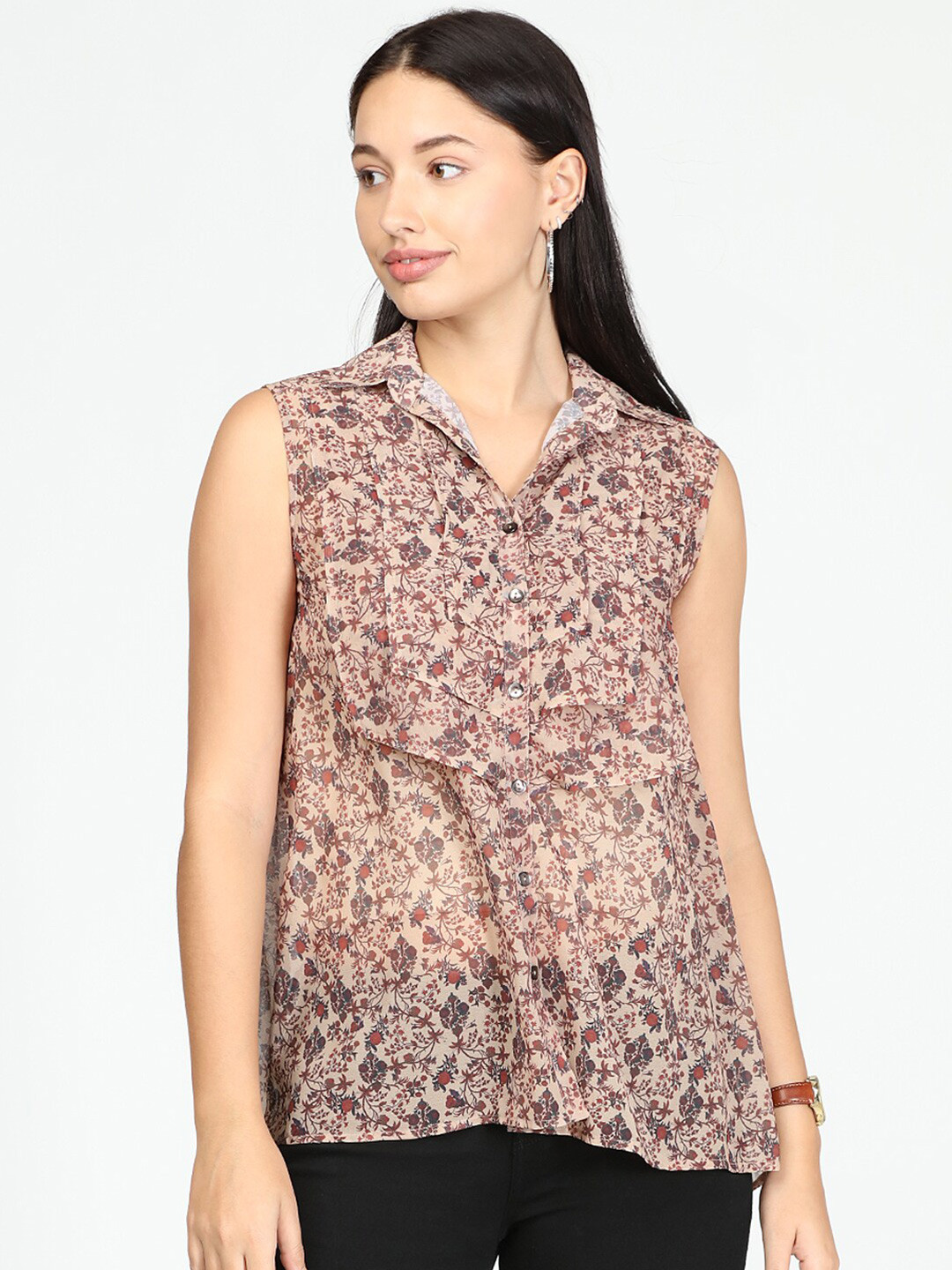 

IDK Beige Floral Print Top