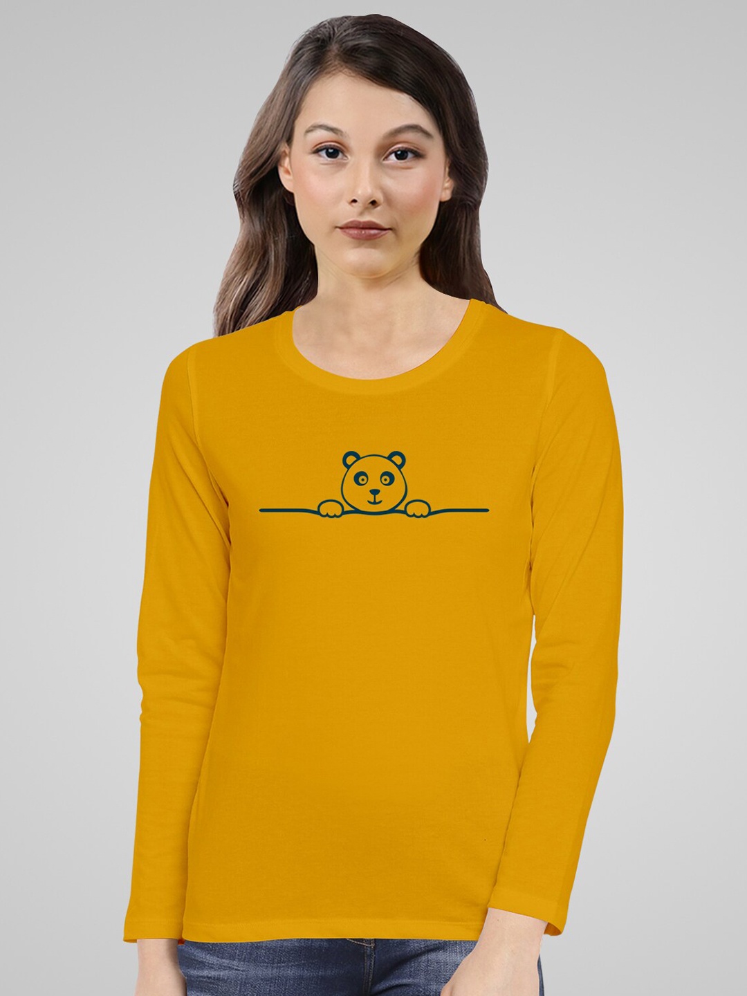 

Pootlu Women Yellow Printed T-shirt