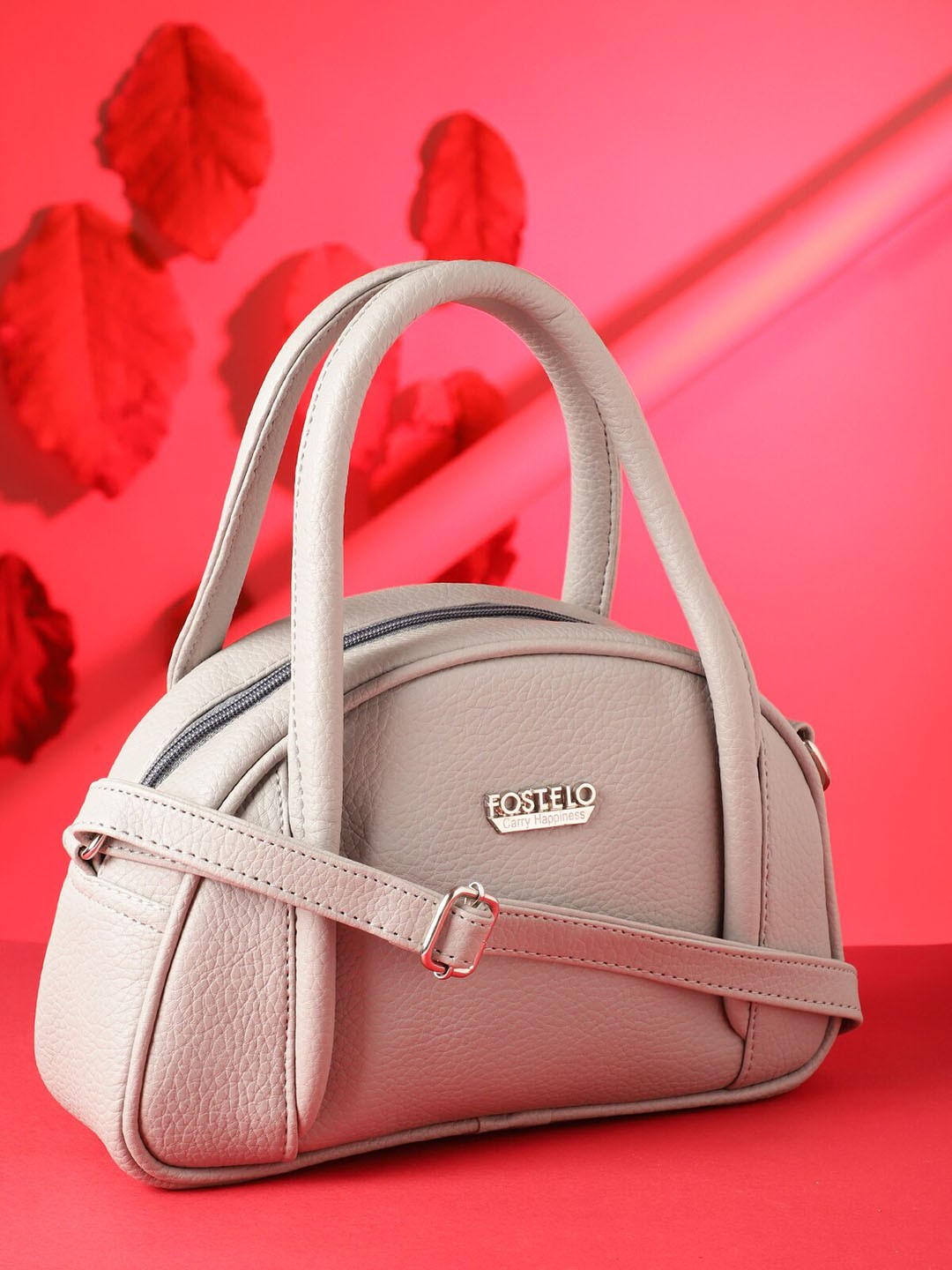 

Fostelo Grey Solid PU Structured Handheld Bag