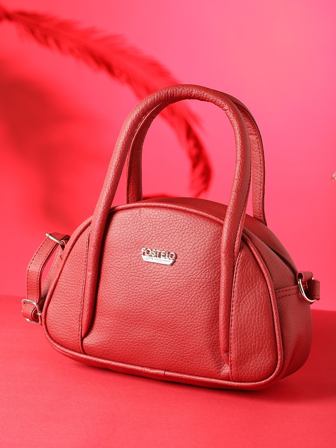 

Fostelo Maroon PU Structured Handheld Bag with Tasselled