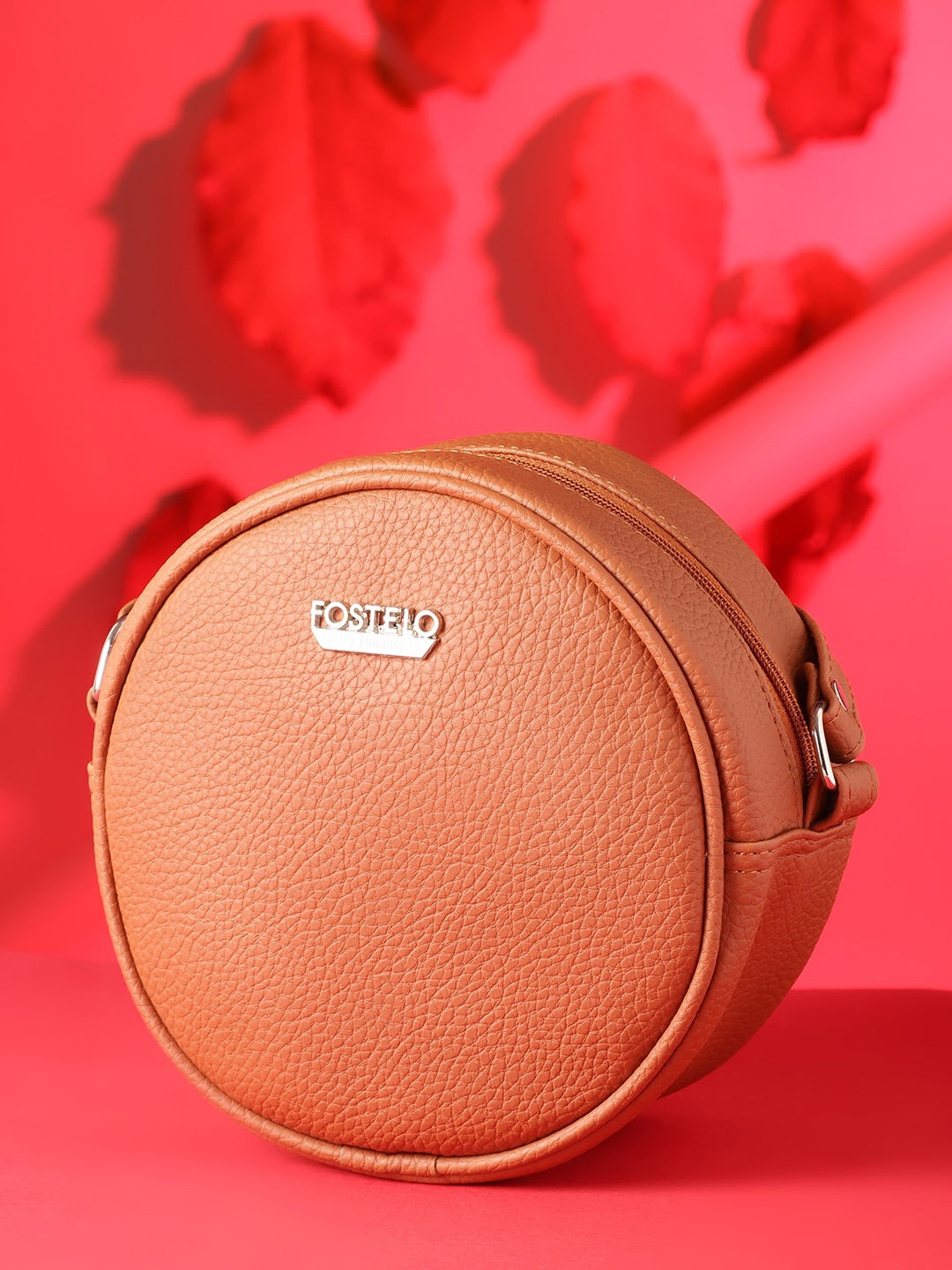 

Fostelo Tan Brown Textured PU Structured Sling Bag