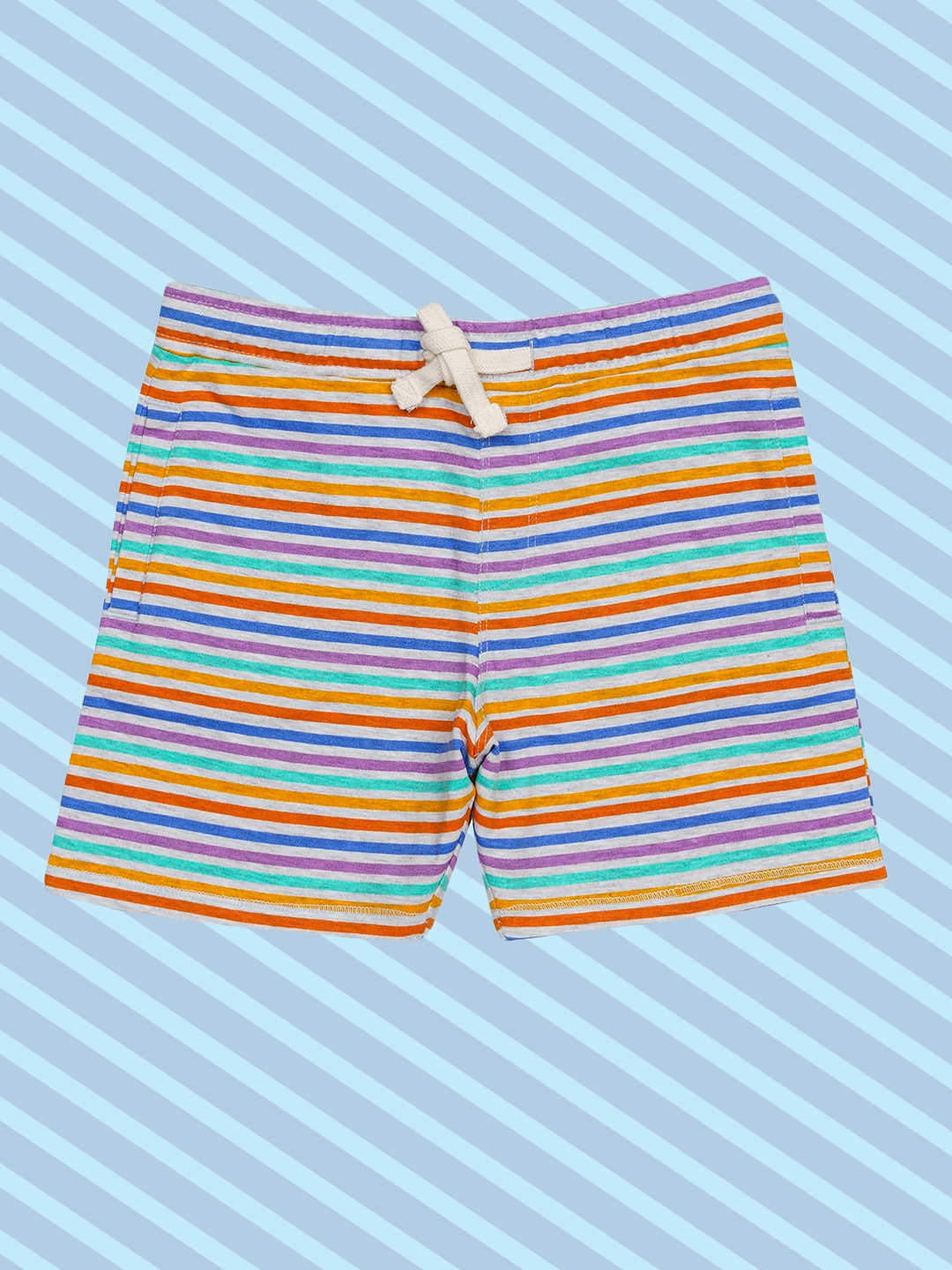 

H By Hamleys Boys Multicoloured Striped Regular Fit Mid-Rise Shorts, Multi