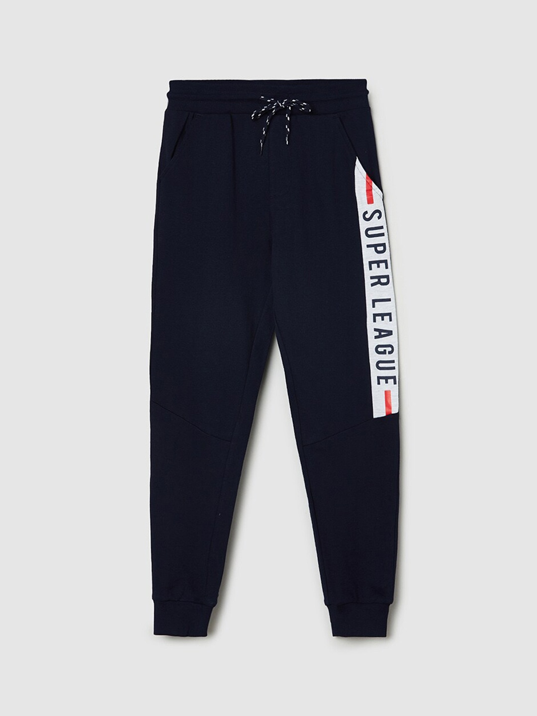 

max Boys Navy Blue Solid Joggers