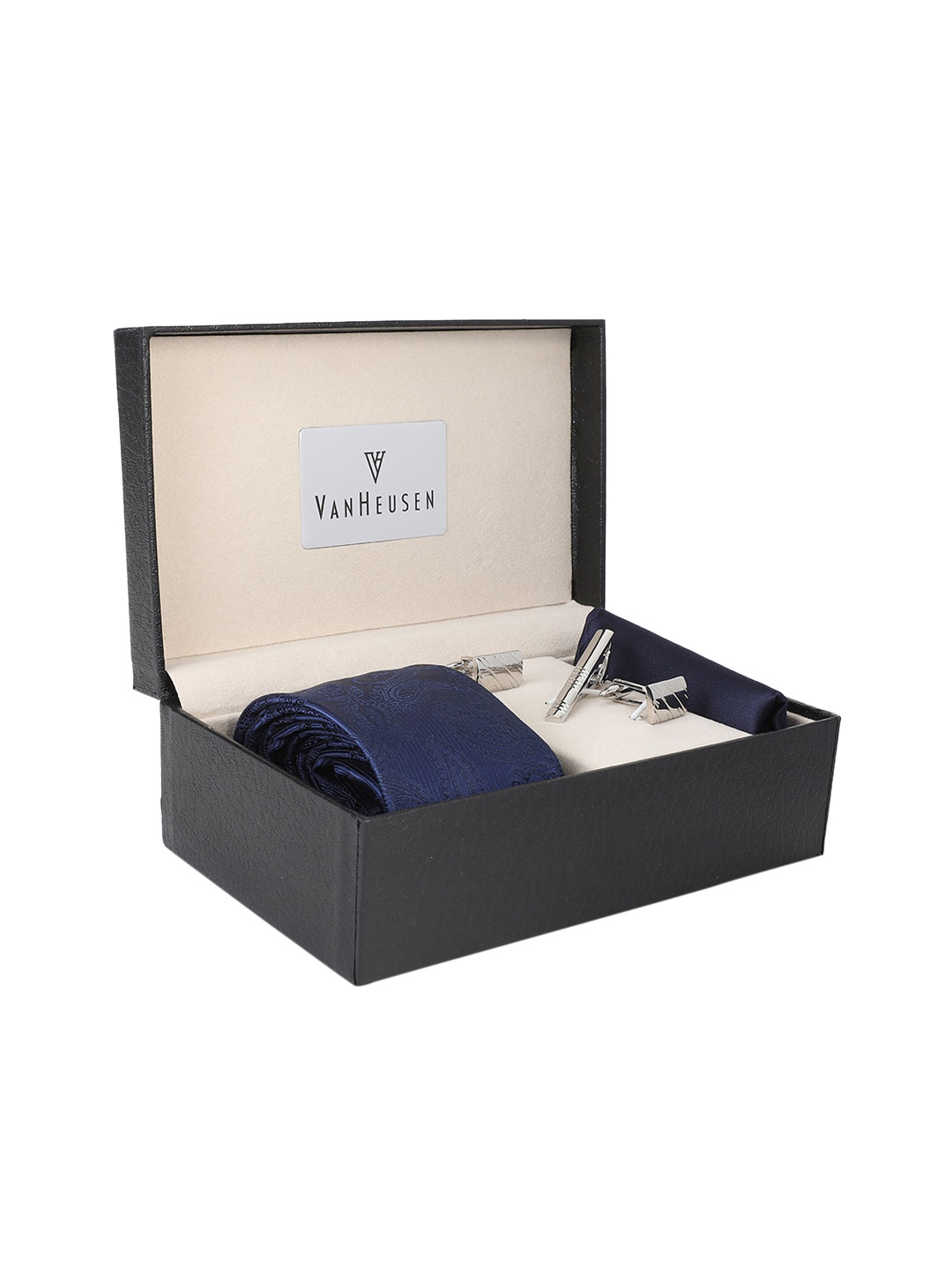 

Van Heusen Men Navy Blue & Silver-Toned Accessory Gift Set
