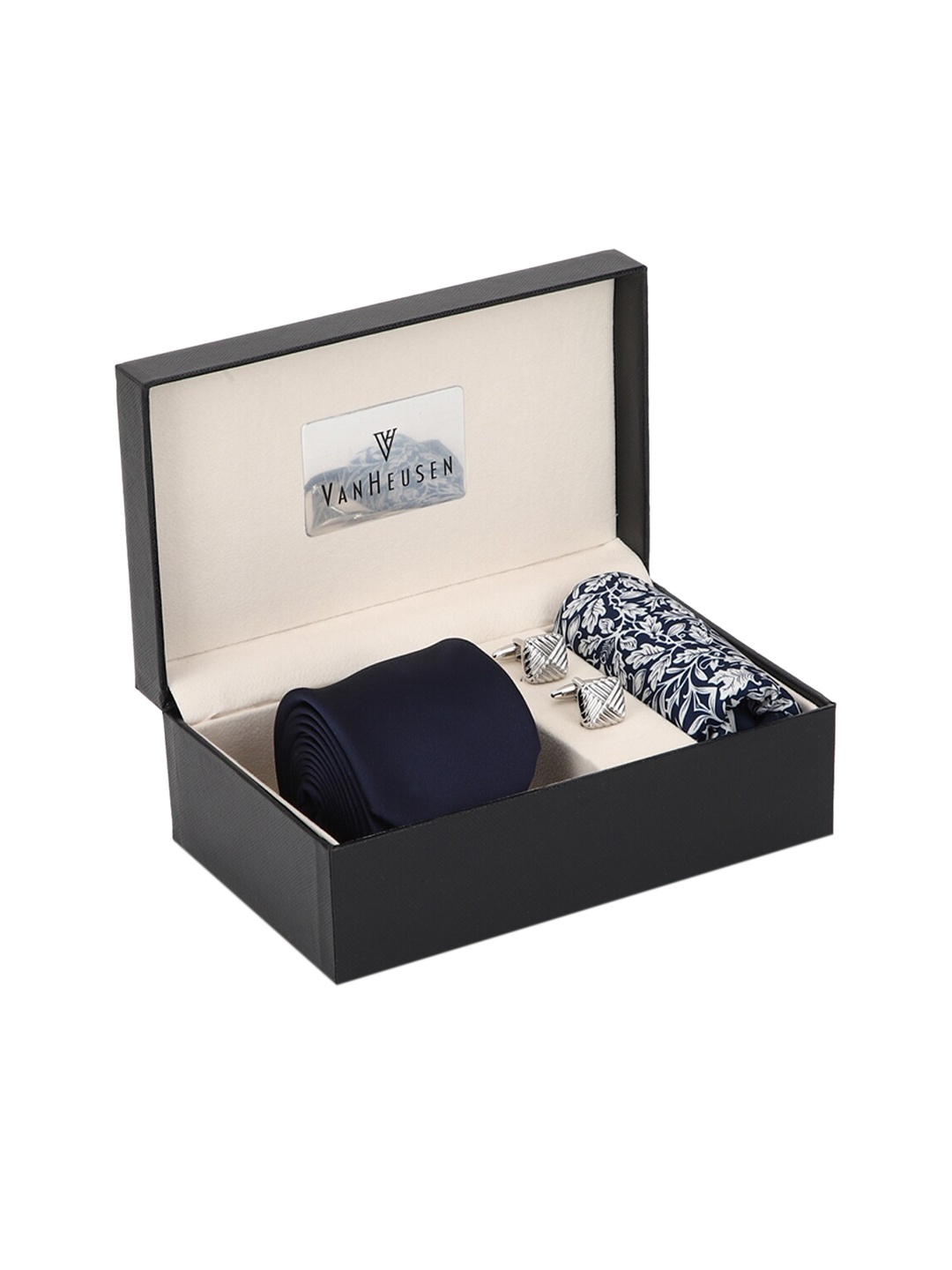 

Van Heusen Men Tie Pocket Square And Cufflink Accessory Gift Set, Navy blue