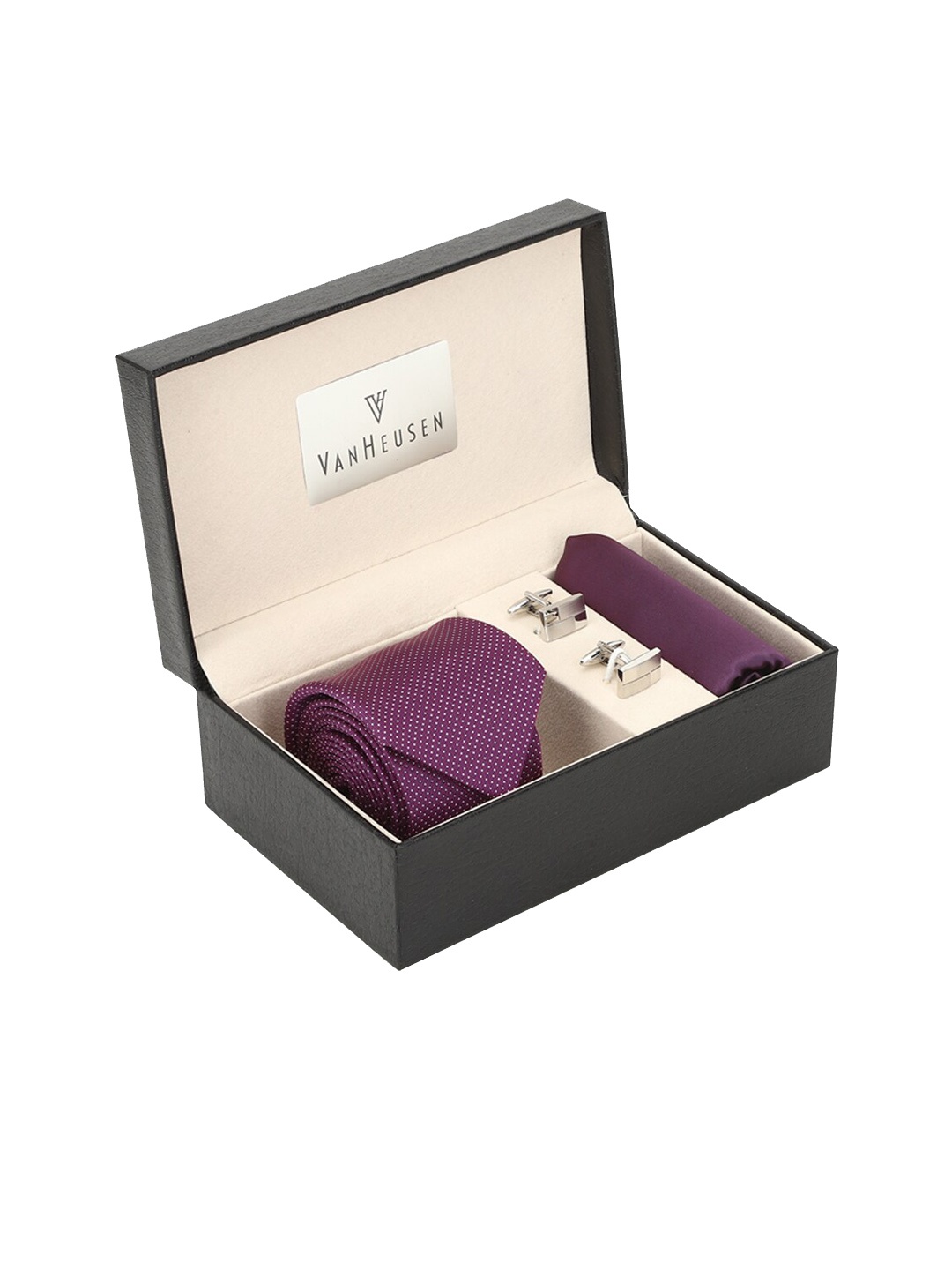 

Van Heusen Men Purple & Silver -Toned Accessory Gift Set