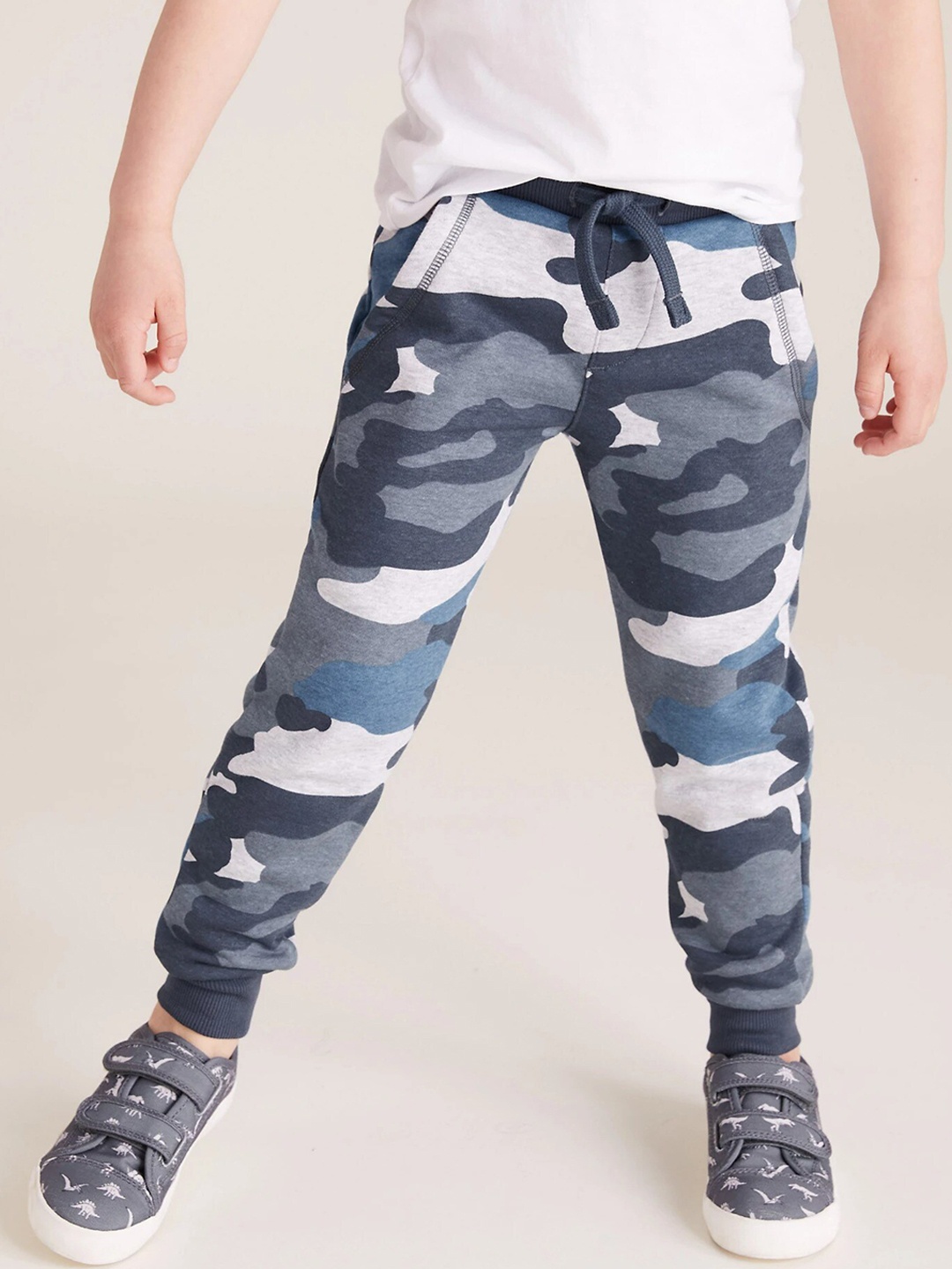 

Marks & Spencer Boys Blue & White Camouflage Printed Joggers