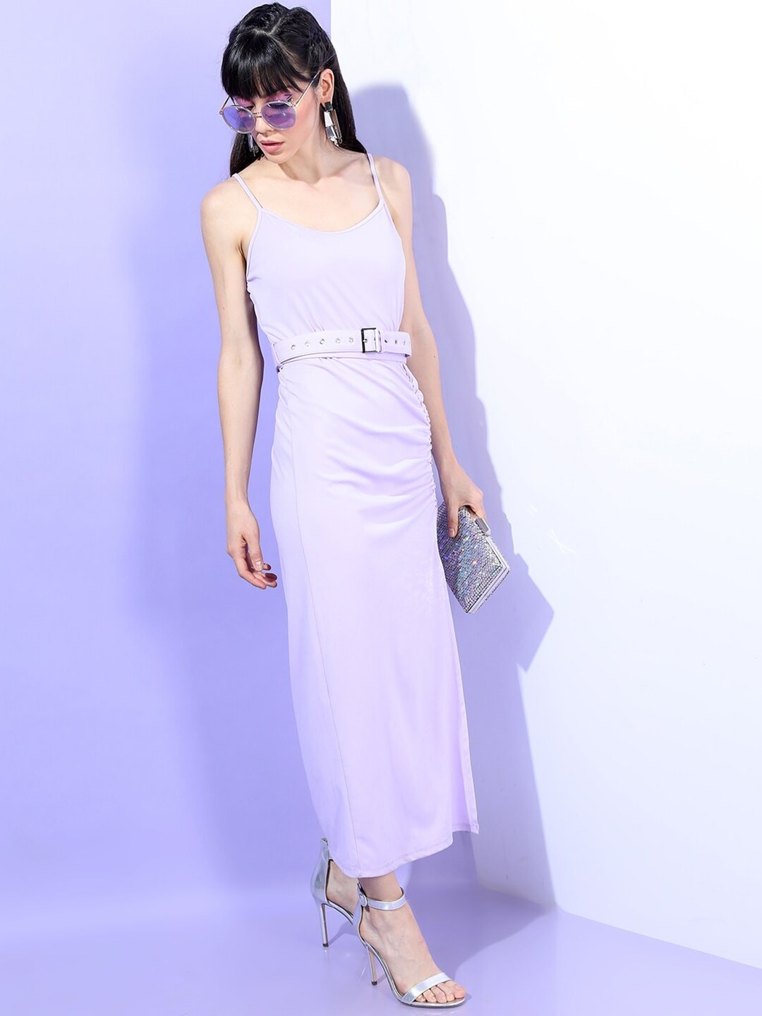 

Tokyo Talkies Women Solid Purple Maxi Dress