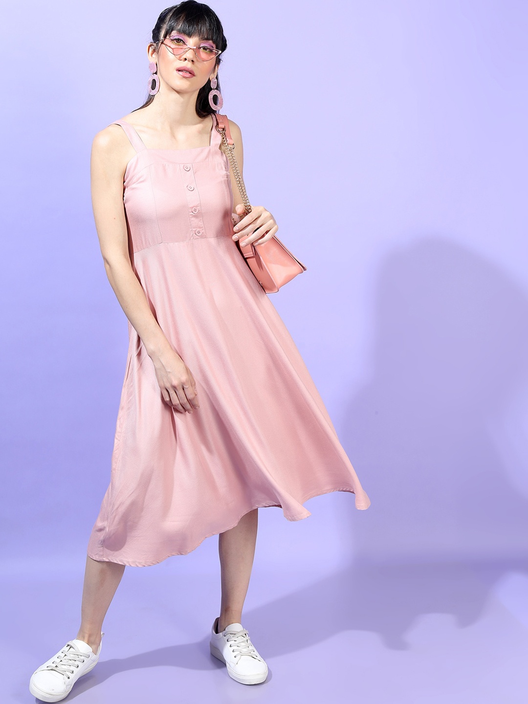 

Tokyo Talkies Women Pink Midi Dress