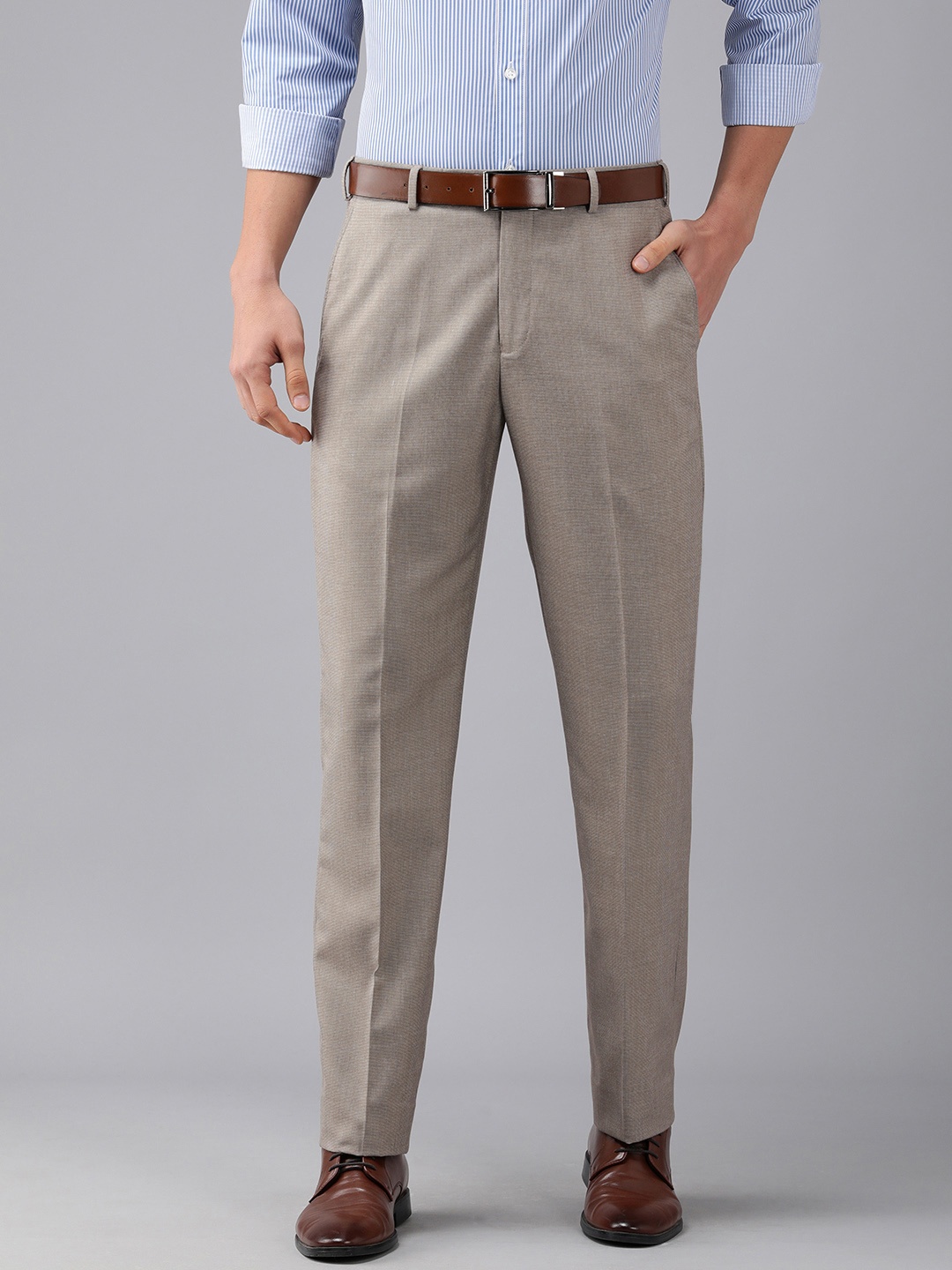 

Park Avenue Men Beige Smart Fit Trousers