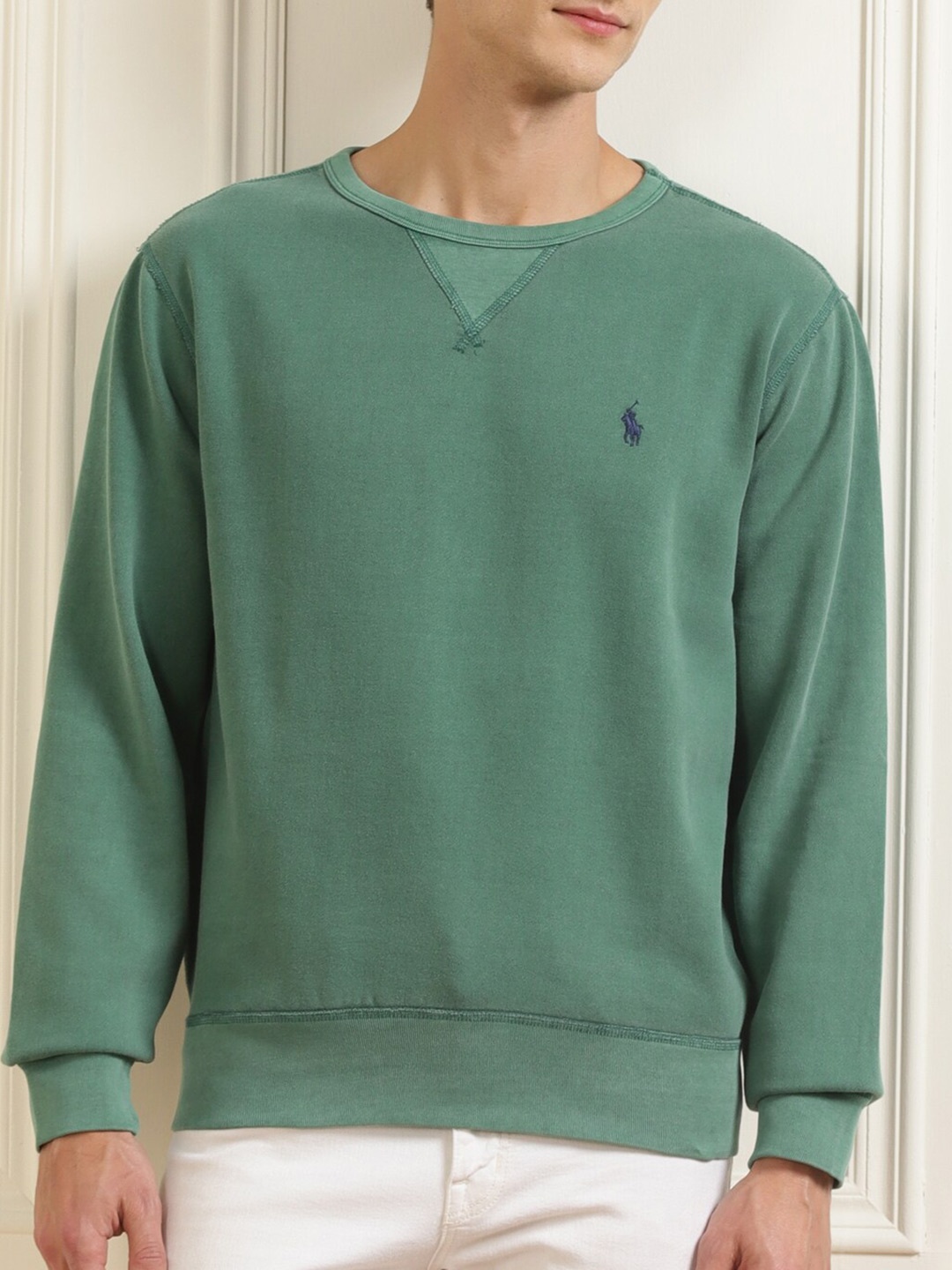 

Polo Ralph Lauren Men Green Solid Sweatshirt