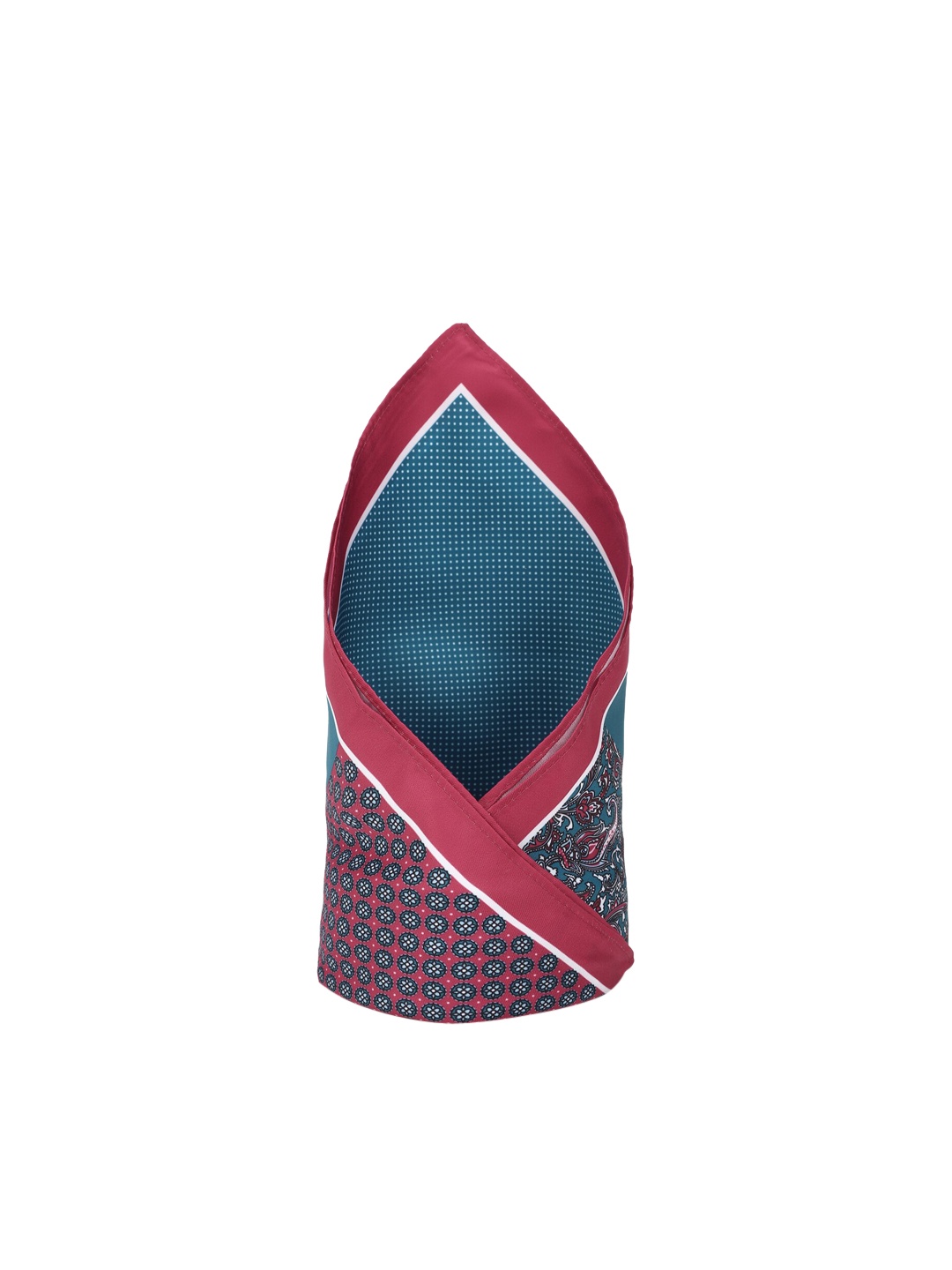

Van Heusen Men Pink & Teal Blue Ethnic Motifs Printed Motifs Pocket Square