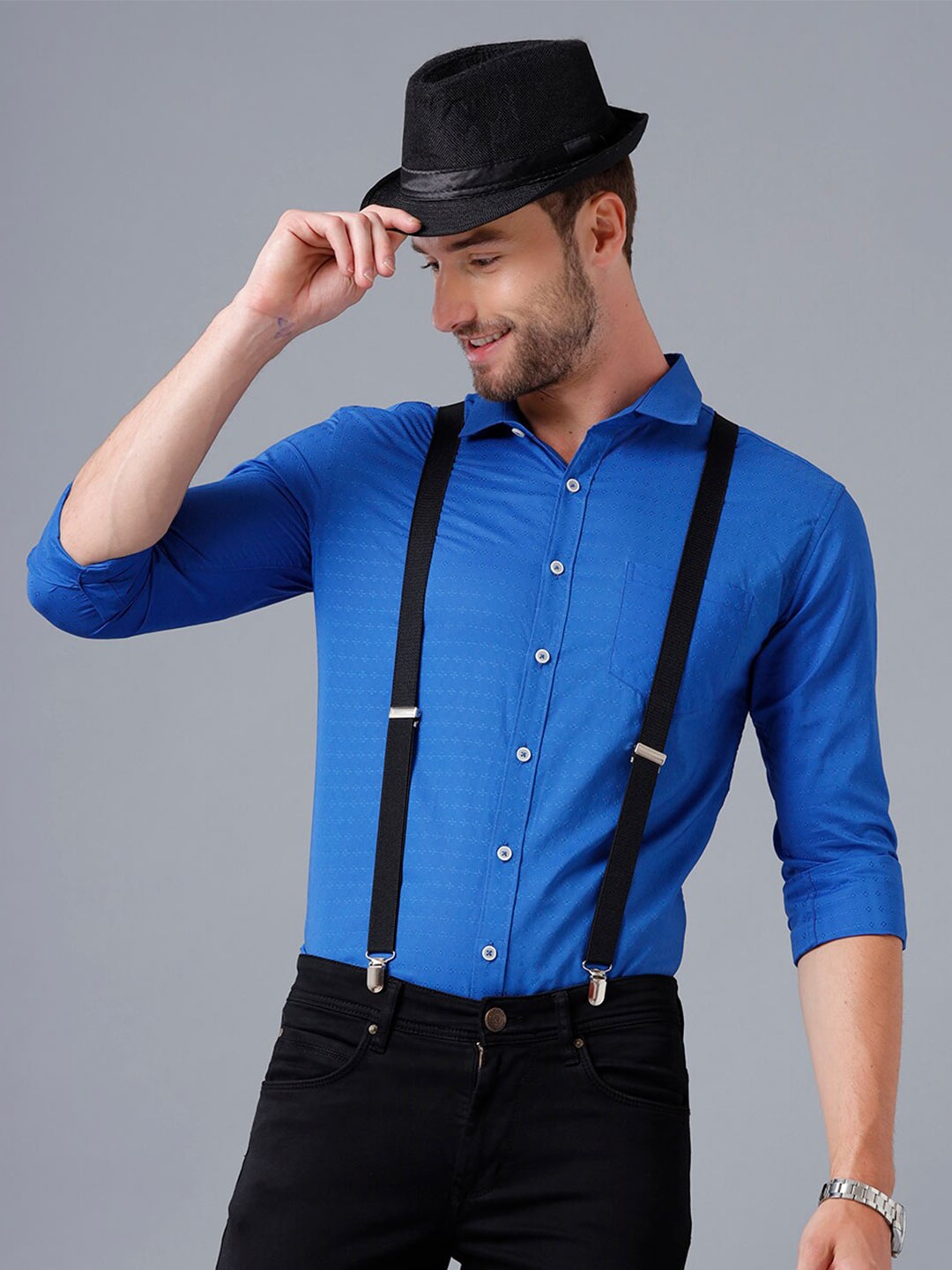 

YOVISH Men Blue Smart Slim Fit Semiformal Shirt