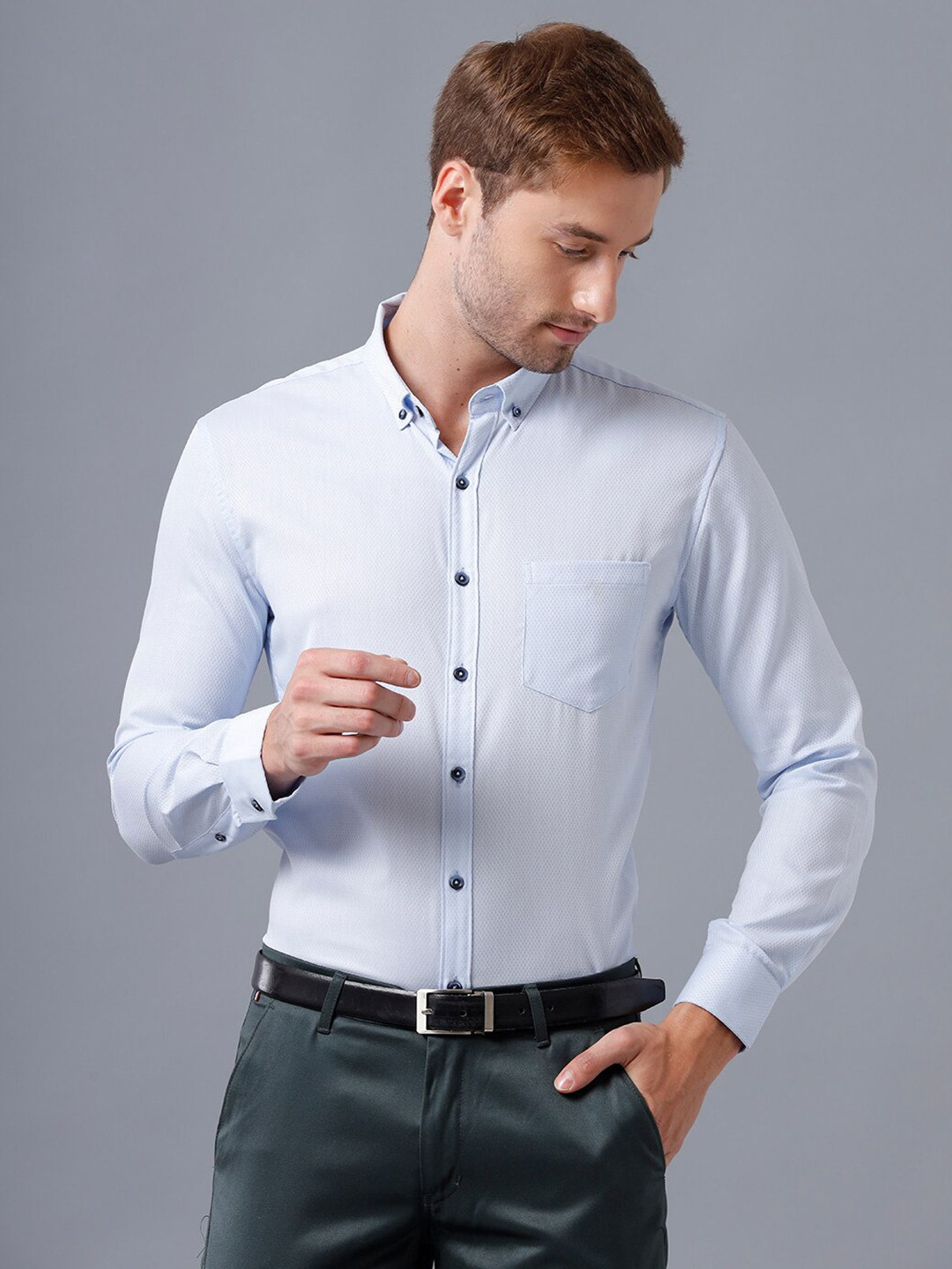

YOVISH Men Blue Smart Slim Fit Cotton Formal Shirt