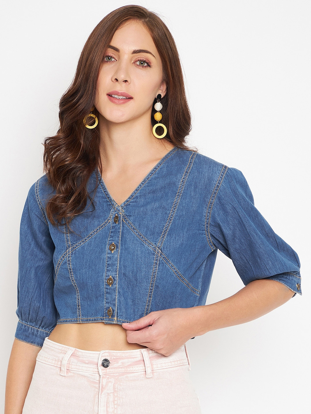 

Madame Women Blue Crop Top