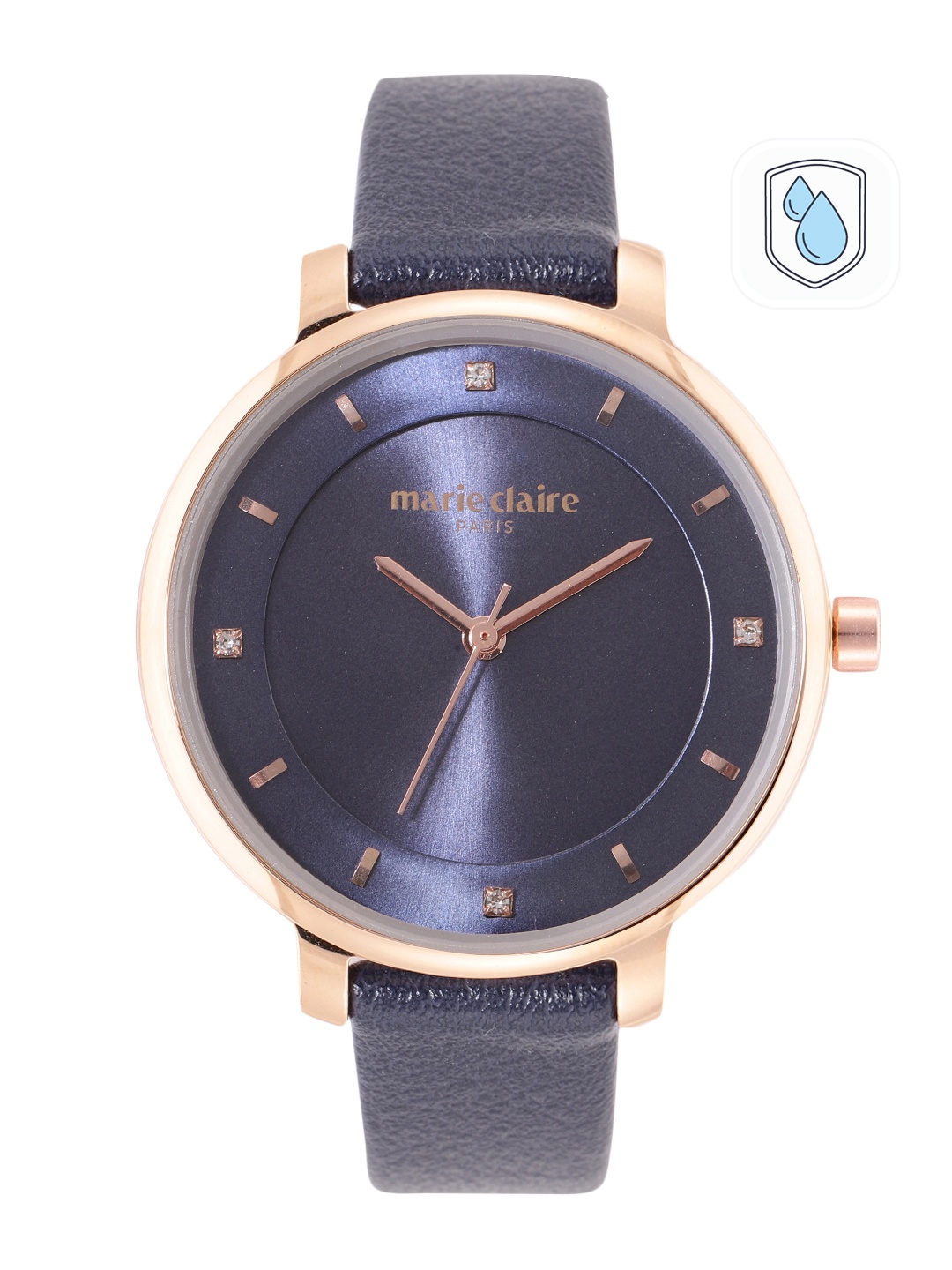 

Marie Claire Women Navy Blue Embellished Dial & Leather Strap Analogue Watch MC22/028-B