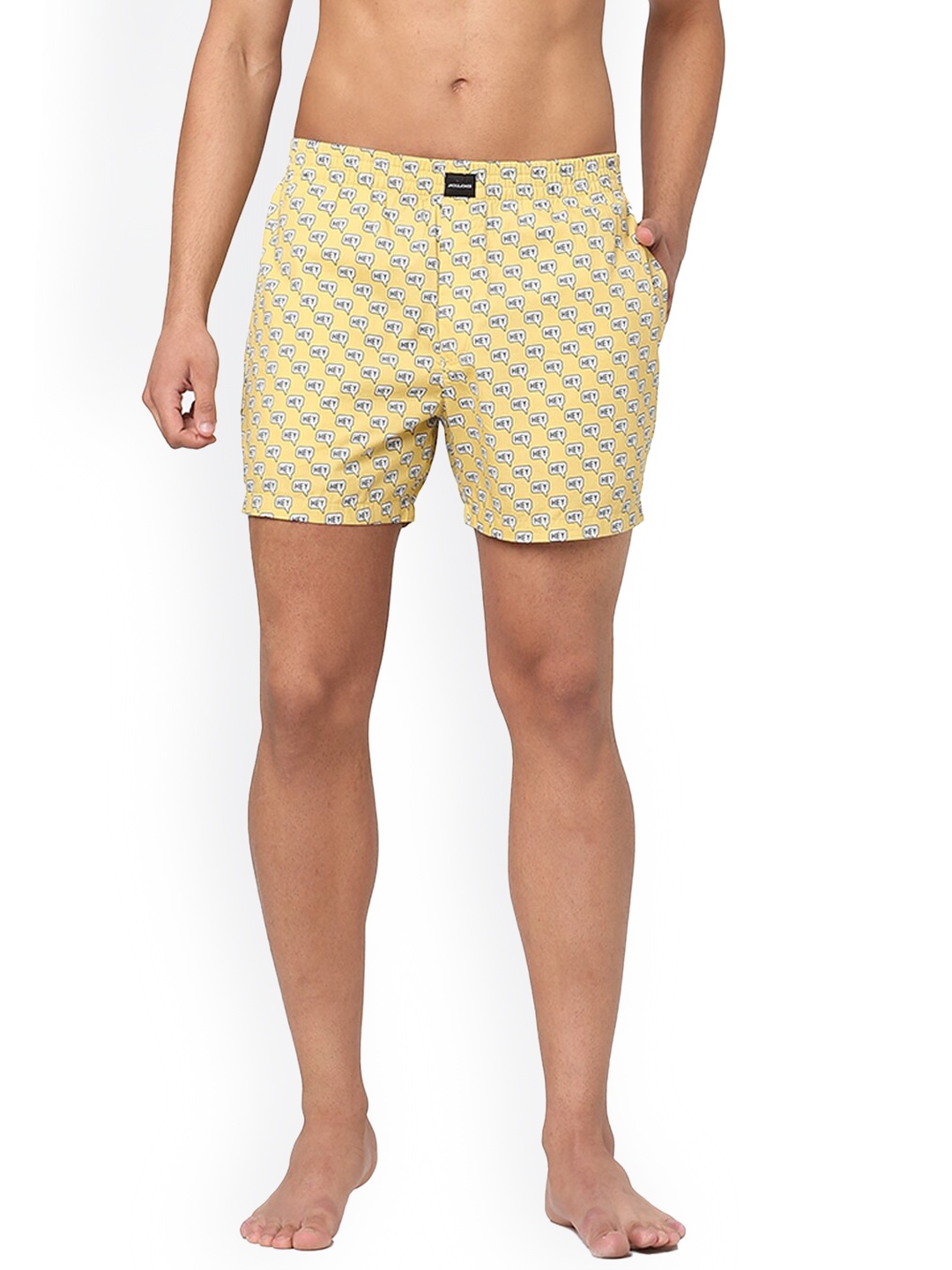 

Jack & Jones Men Yellow Printed Pure Cotton Boxers