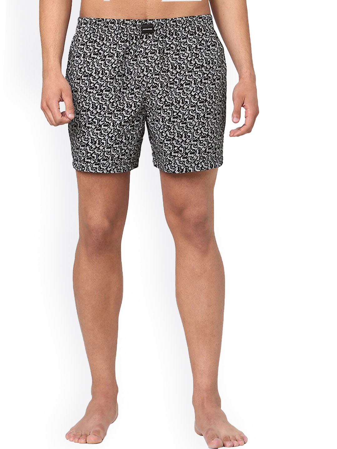 

Jack & Jones Men Black & White Printed Pure Cotton Boxers