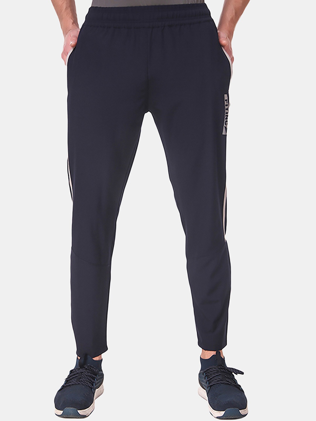 

FITINC Men Navy Blue Striped Dry-fit Lightweight Joggers
