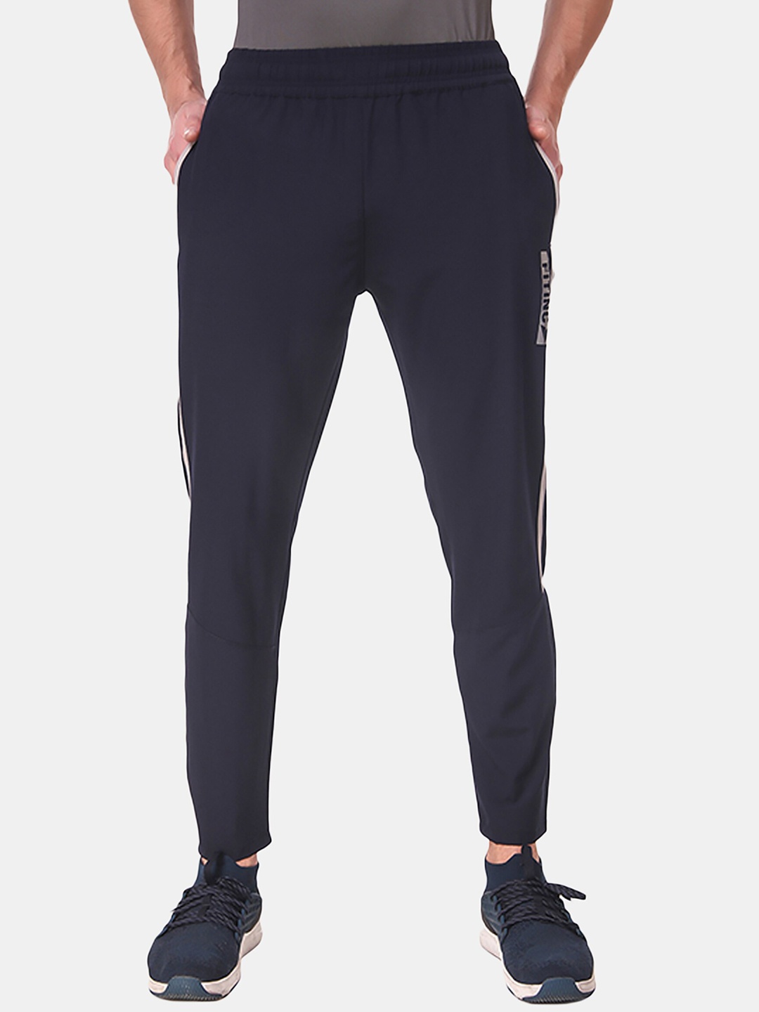 

FITINC Men Navy Blue Solid Relaxed-Fit Track Pant with Zipper Pockets