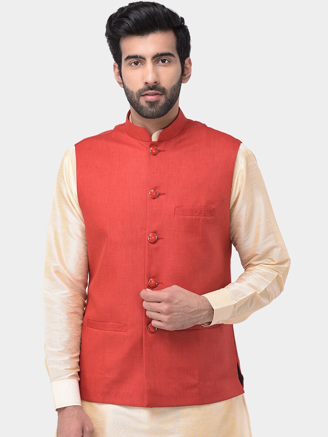 

SG LEMAN Men Maroon Nehru Jackets