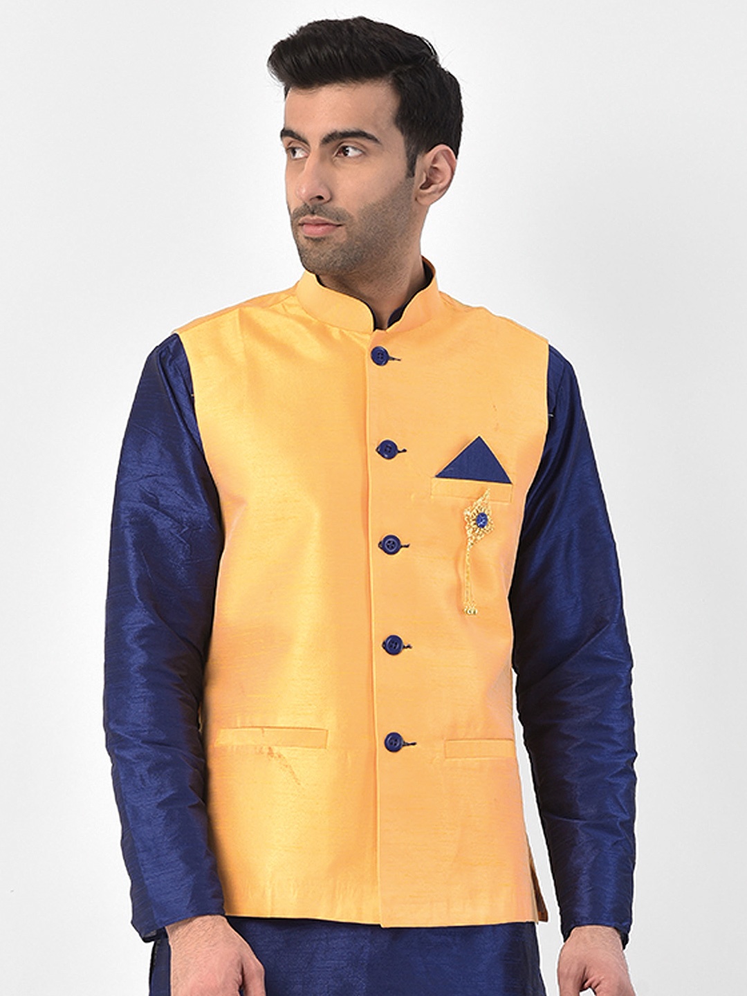 

SG LEMAN Men Yellow Nehru Jacket