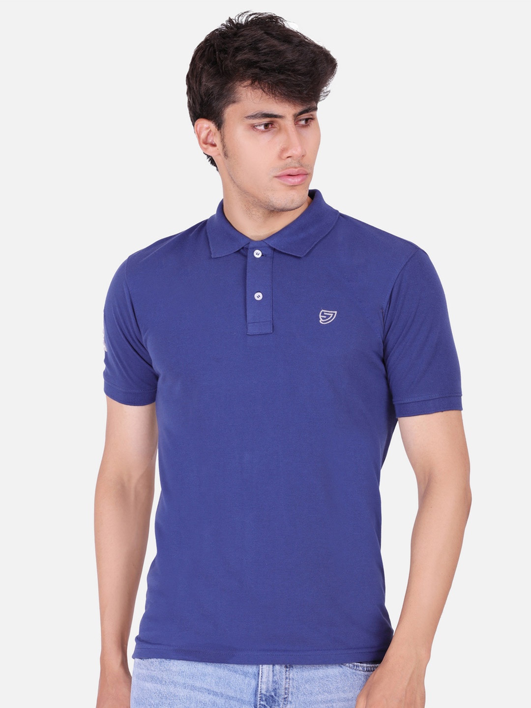 

Sam and Jack Men Blue Polo Collar Cotton T-shirt