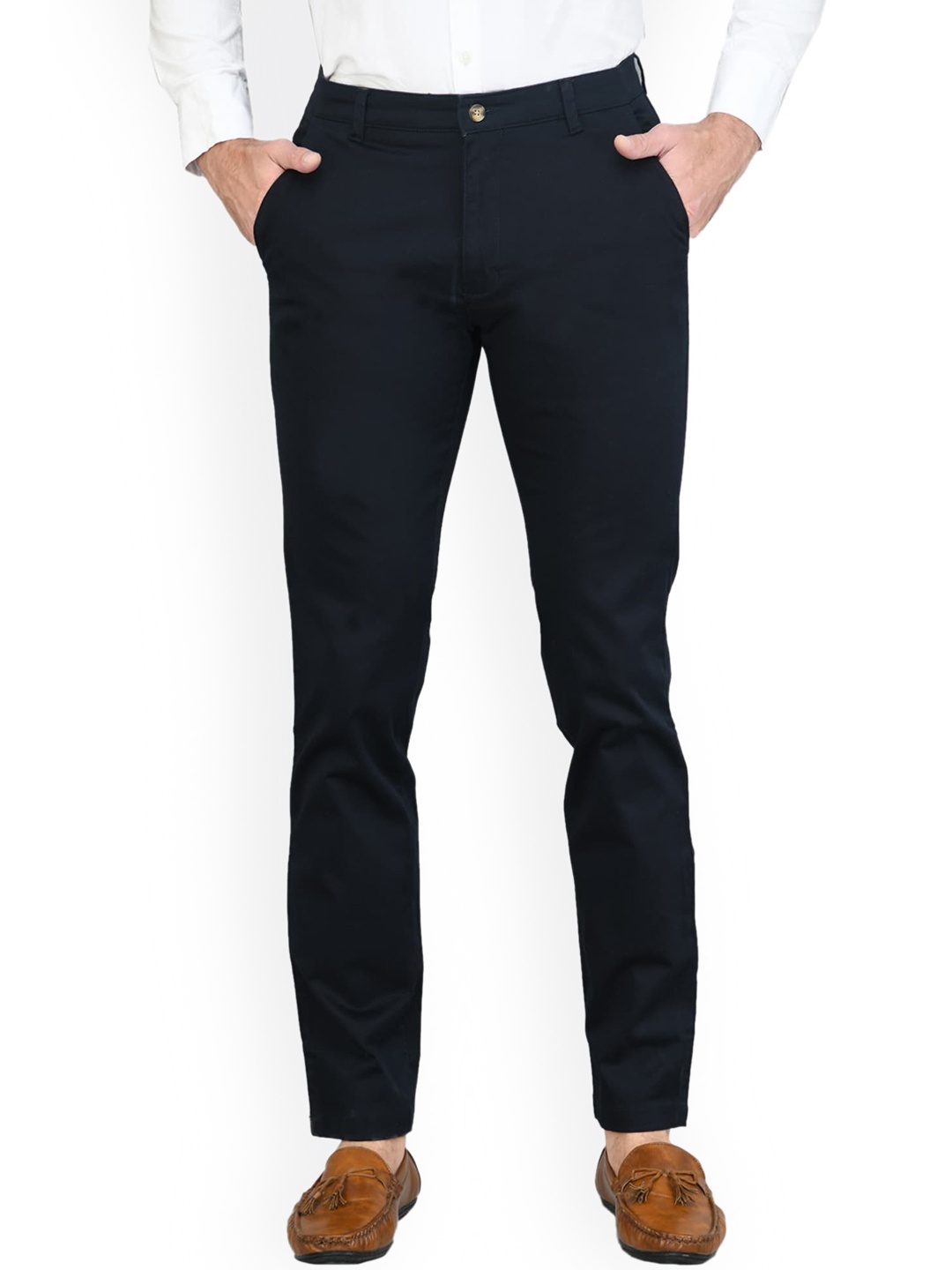 

Sam and Jack Men Navy Blue Smart Slim Fit Trousers