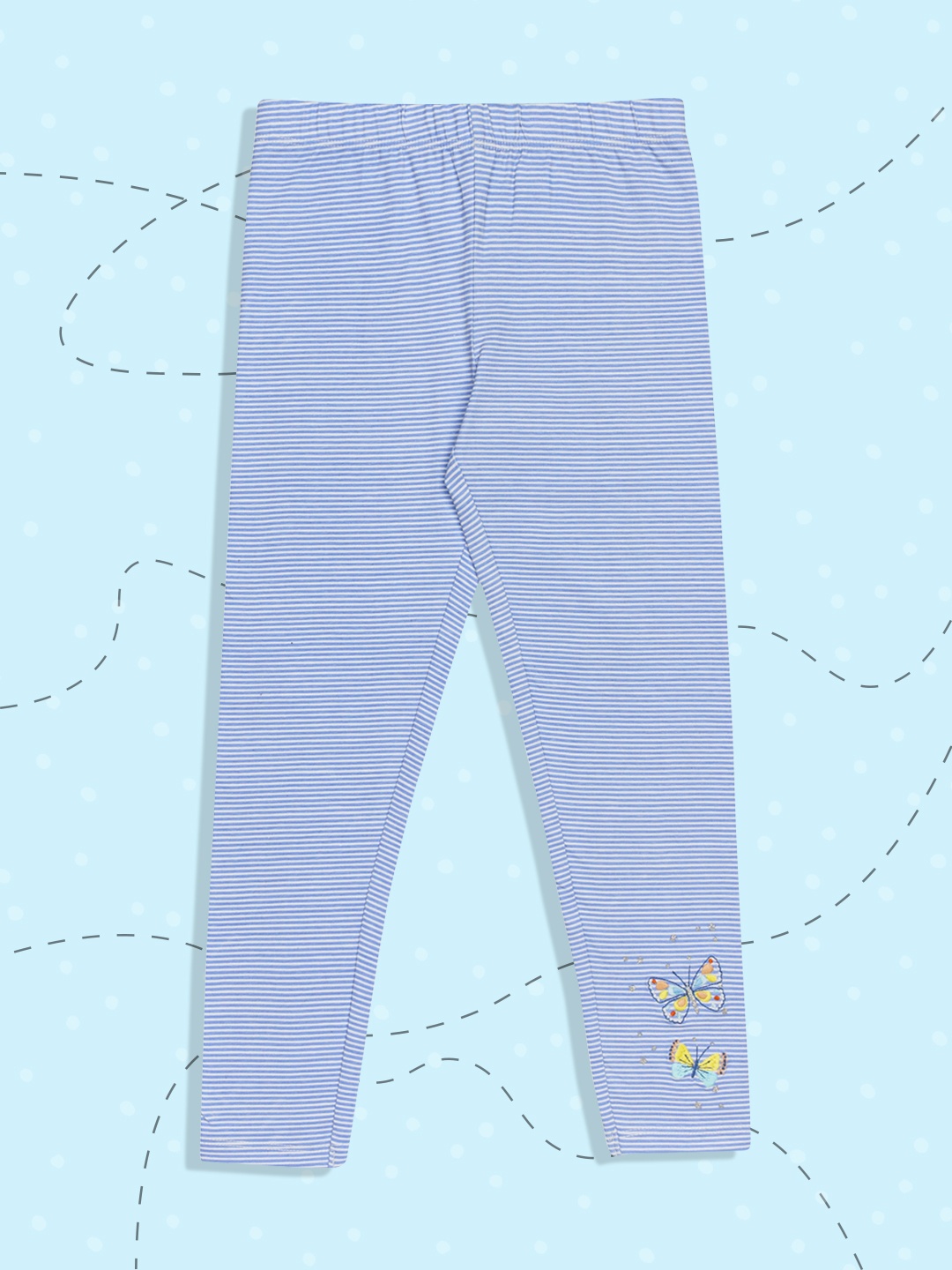 

H By Hamleys Girls Blue Striped Ankle-Length Leggings
