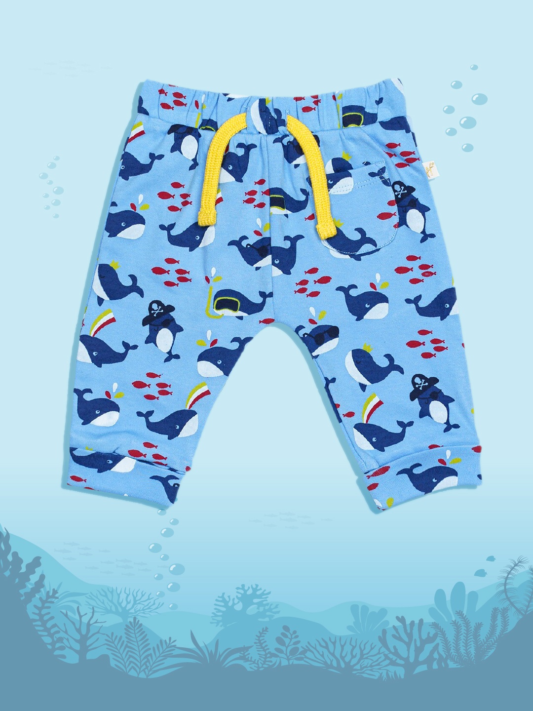 

H By Hamleys Infant Boys Blue Whale Knitted Animal Graphics Regular Fit Pure Cotton Joggers