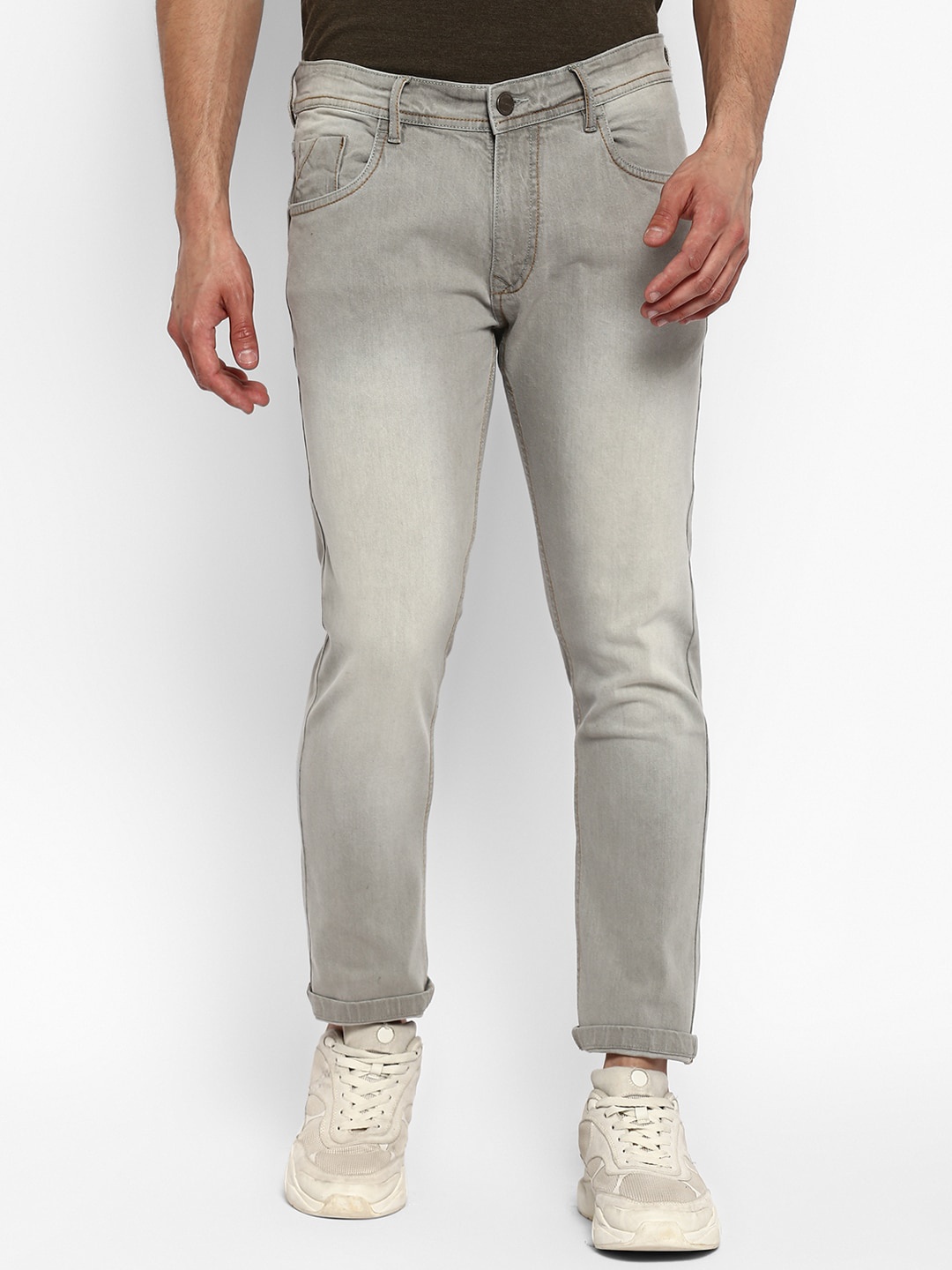 

Red Chief Men Grey High-Rise Heavy Fade Organic Cotton Jeans