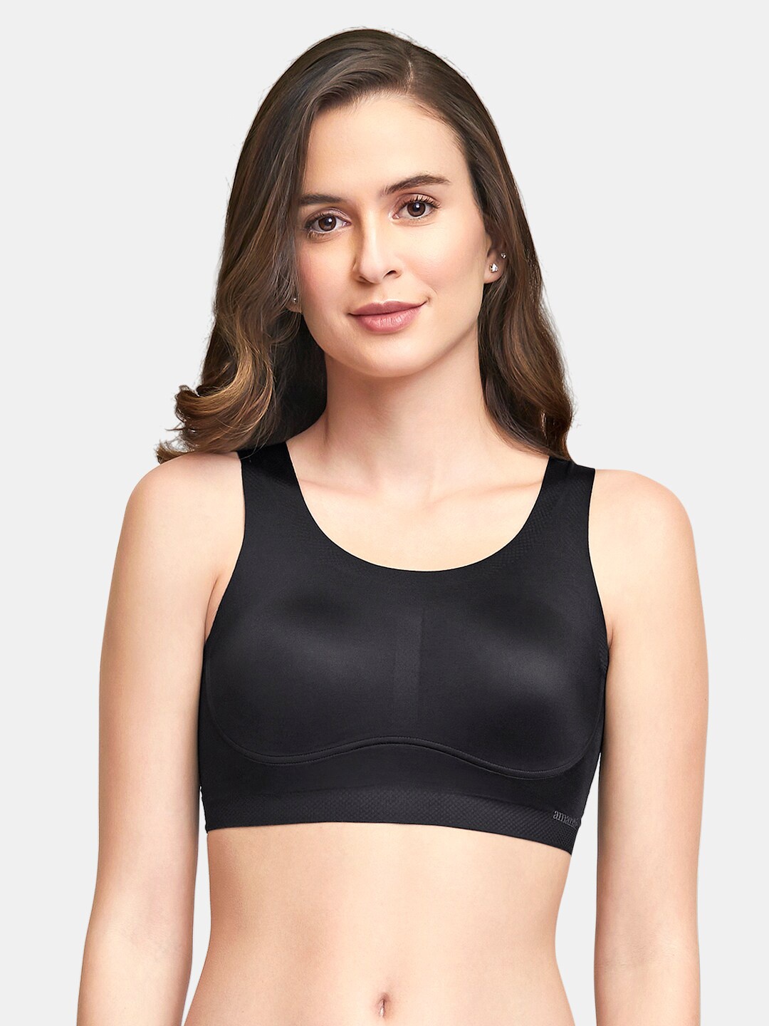 

Amante Solid Non Padded Wirefree Skins Scoop Neck Slip-On Bra - BRA83301, Black