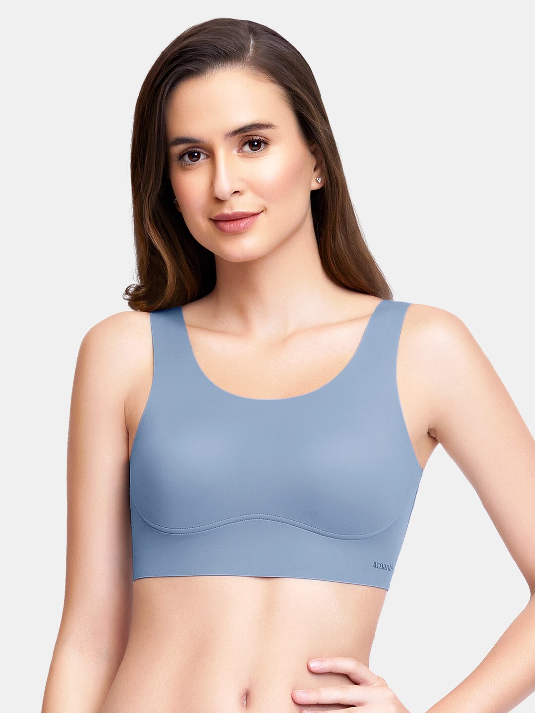 

Amante Solid Non Padded Skins Scoop Neck Slip-On Bra - BRA83301, Blue