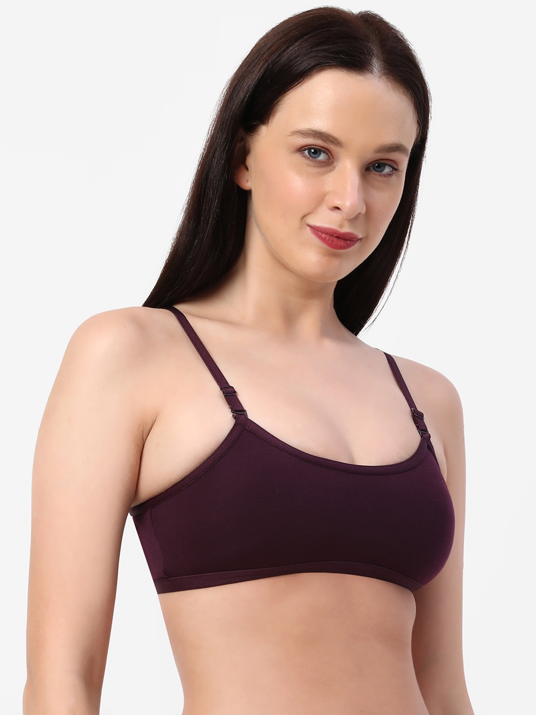 

Planetinner Medium Impact Non Padded Detachable Straps Beginner Sports Bra SB18, Burgundy