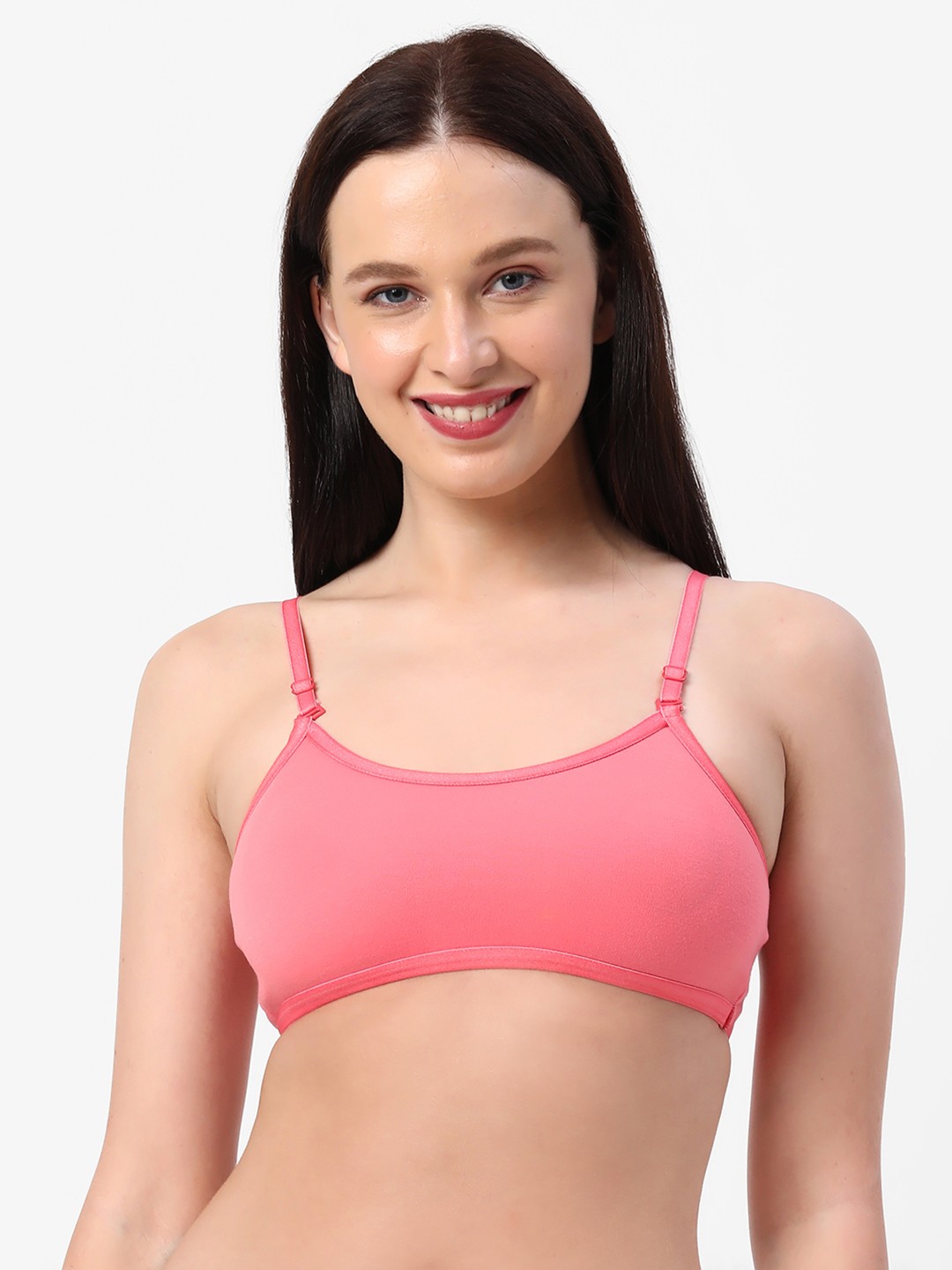 

Planetinner Medium Impact Non Padded Detachable Straps Beginner Sports Bra SB18, Peach