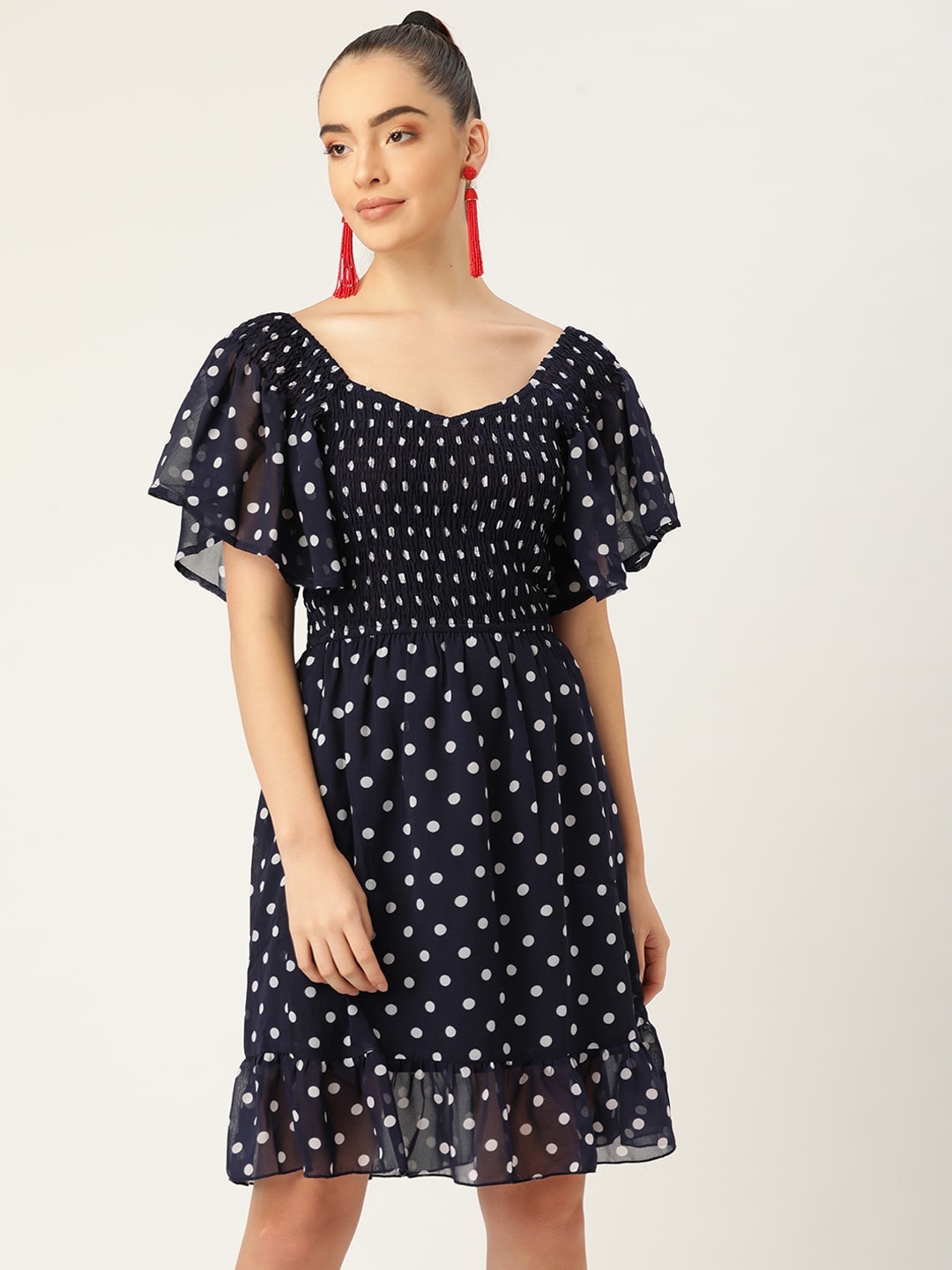 

DODO & MOA Black & White Polka Dots Fit & Flare Dress