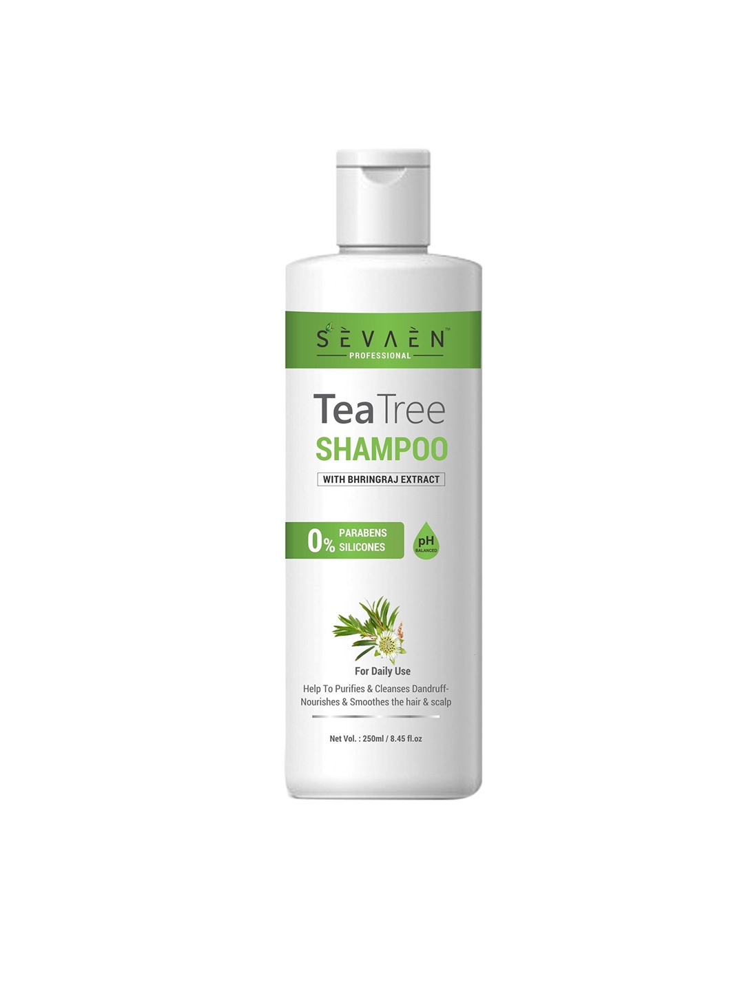 

SEVAEN Tea Tree Anti-Dandruff Shampoo with Bhringraj - 250ml, White