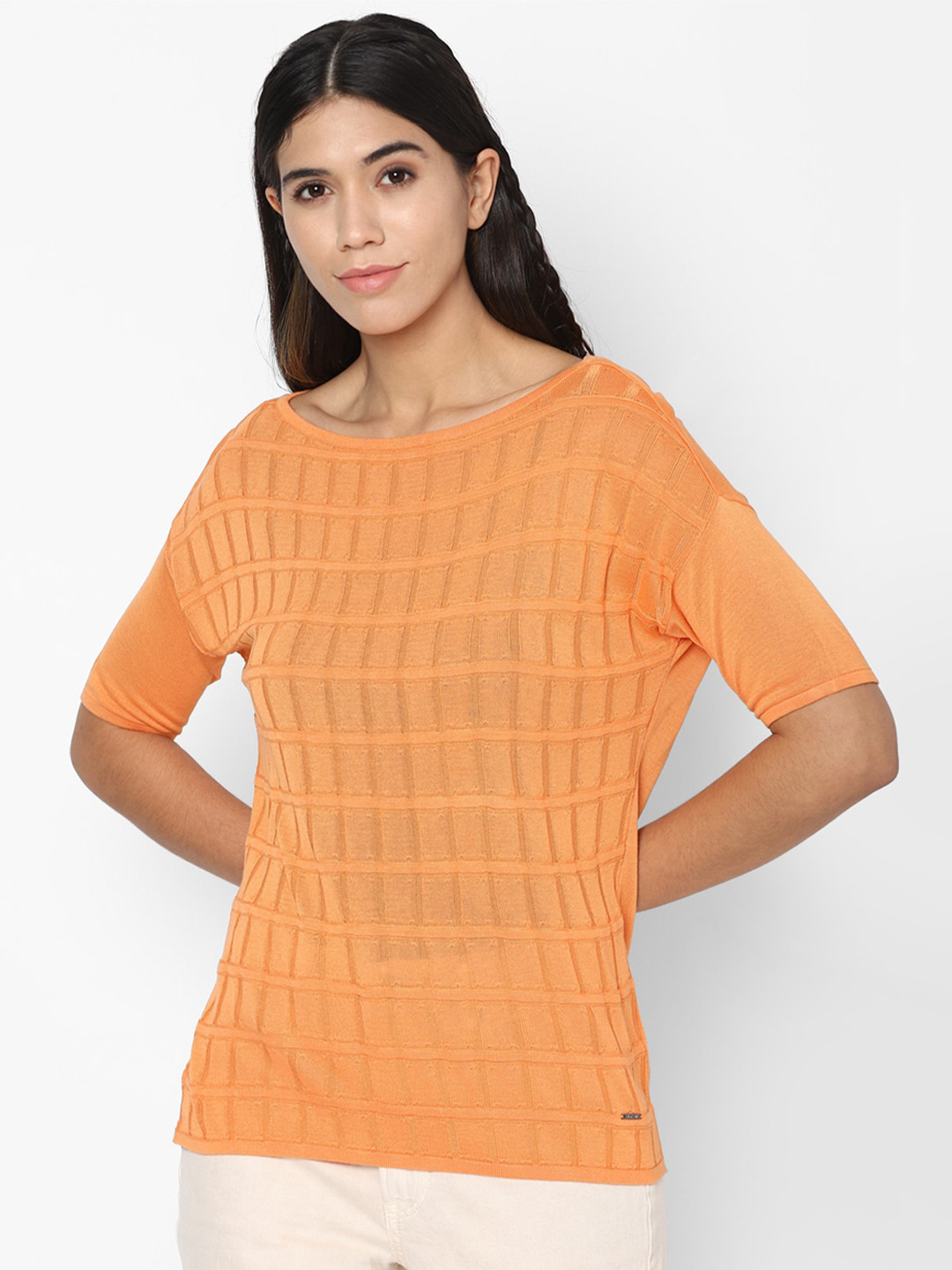 

Allen Solly Woman Orange Extended Sleeves Top