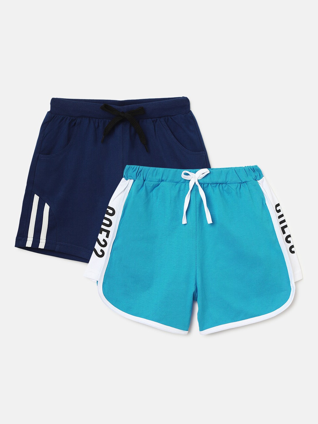 

HOMEGROWN Kids-Girls Blue and navy Shorts Pack of 2