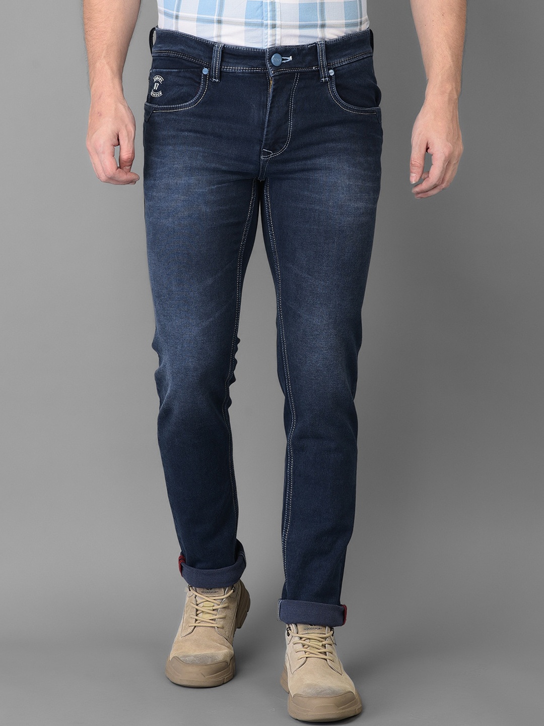

Canary London Men Blue Smart Slim Fit Low-Rise Light Fade Stretchable Jeans