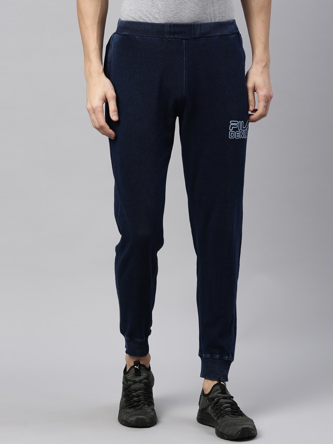 

FILA Men Blue Solid Cotton Track Pants