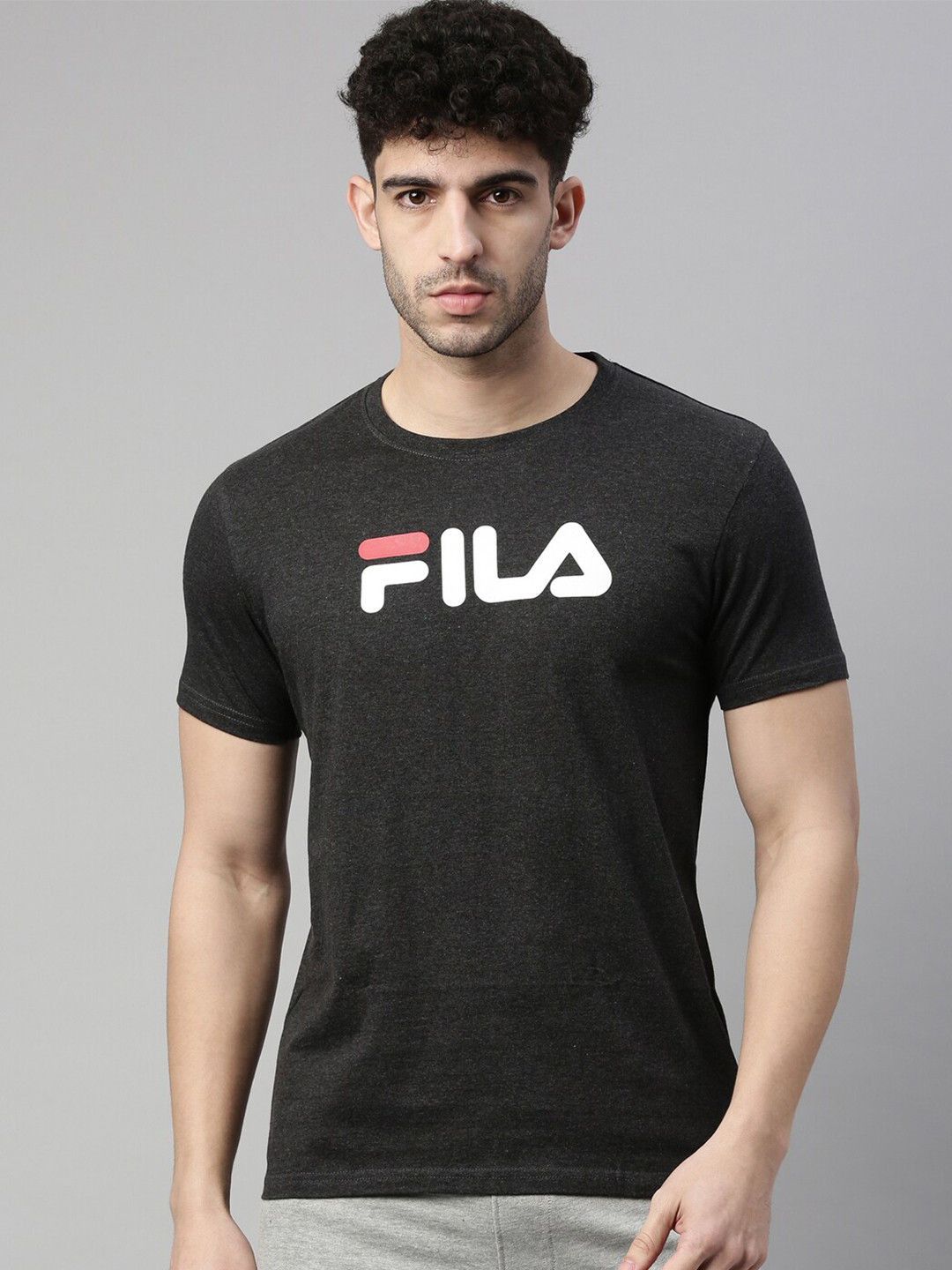 

FILA Men Black Typography Printed Cotton T-shirt