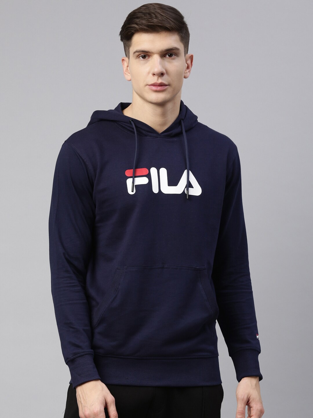 

Fila Men Brand Logo Print Hooded Hornbill Sweatshirt, Navy blue
