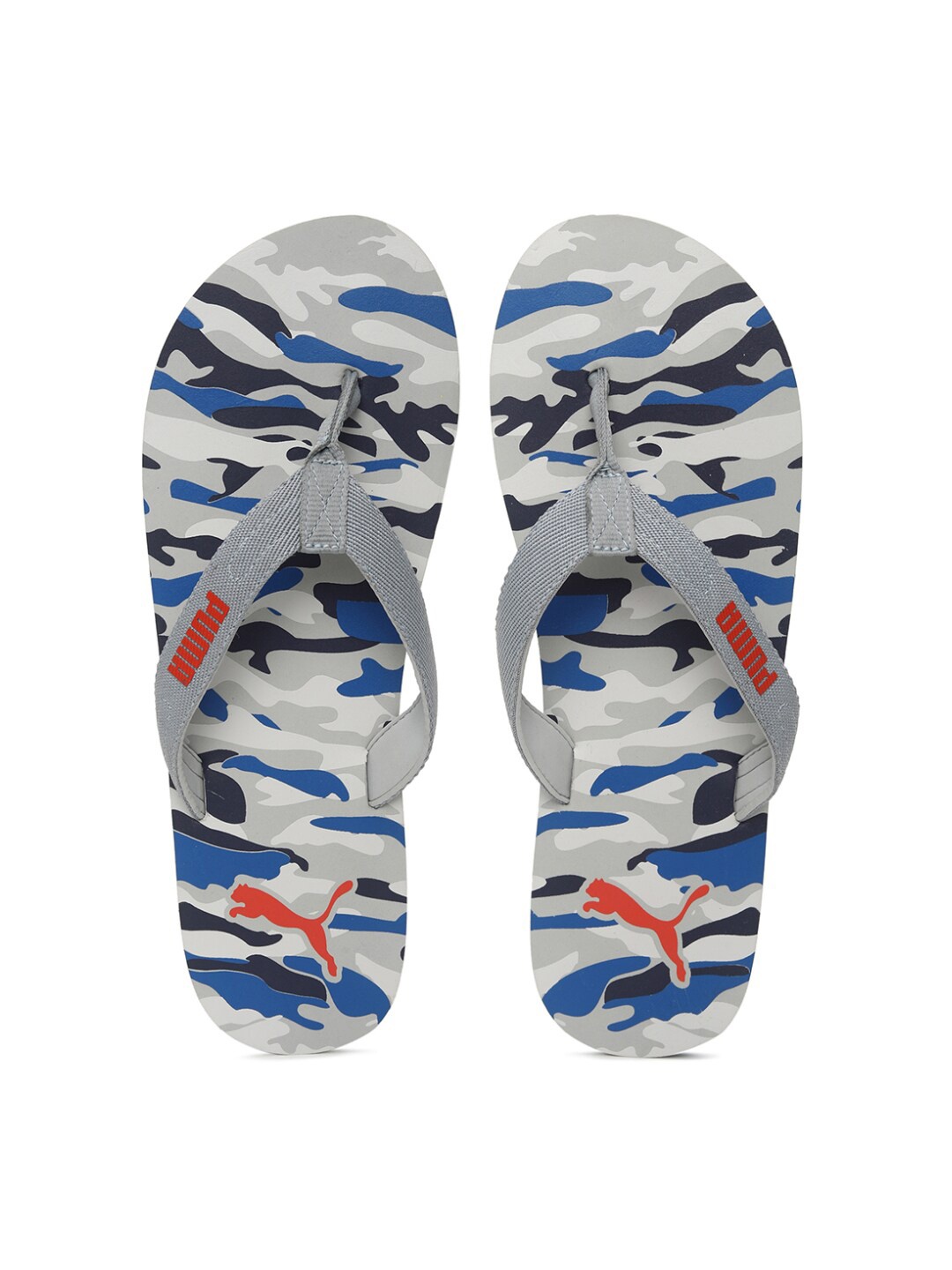

Puma Men Grey & Blue Printed Oneder V2 Thong Flip-Flops
