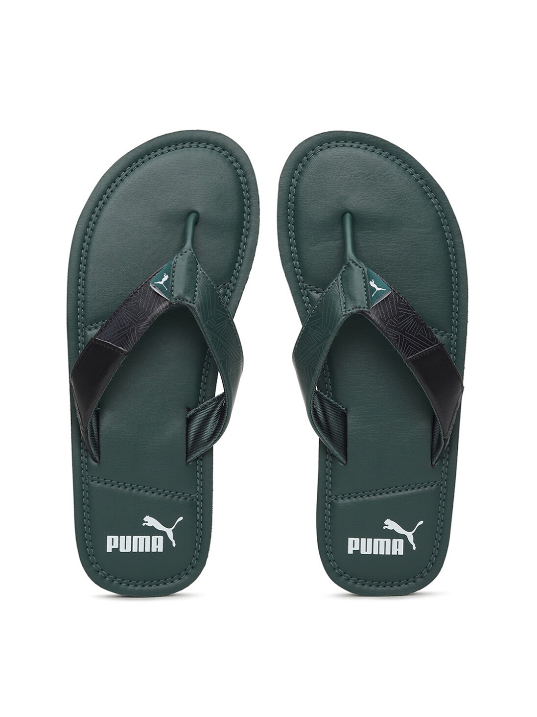 

Puma Men Green & Black Solid Creat Thong Flip Flops