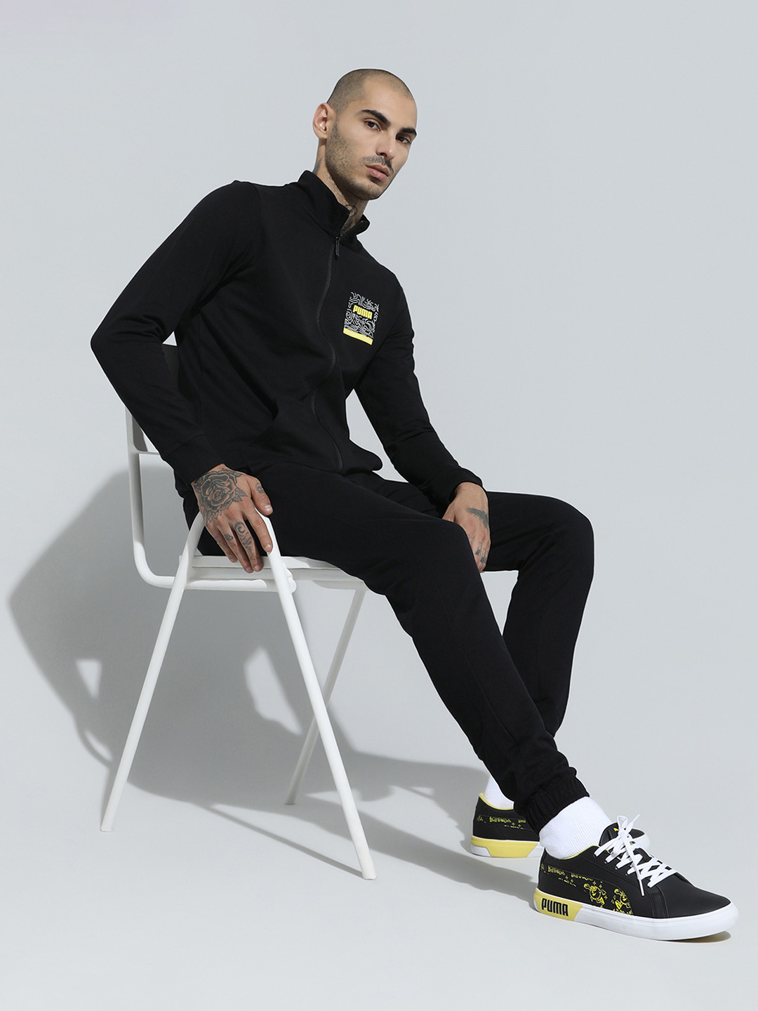 

Puma Men Black & Yellow Printed Sneakers
