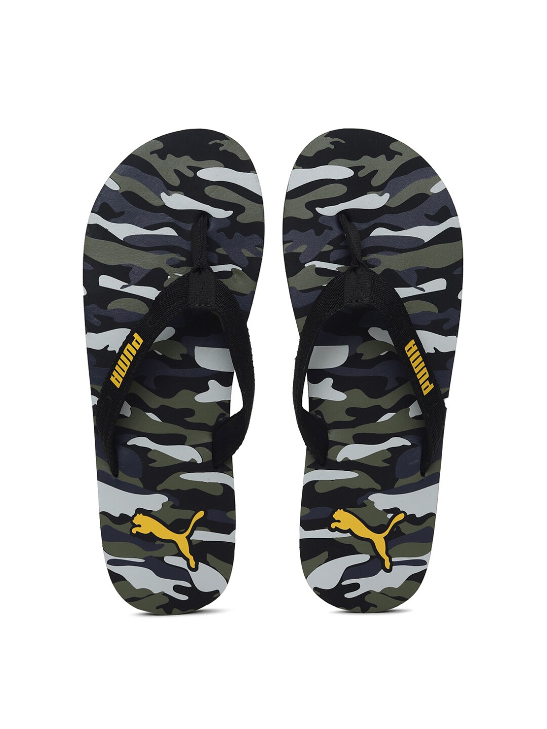 

Puma Men Black & Green Printed Thong Flip-Flops